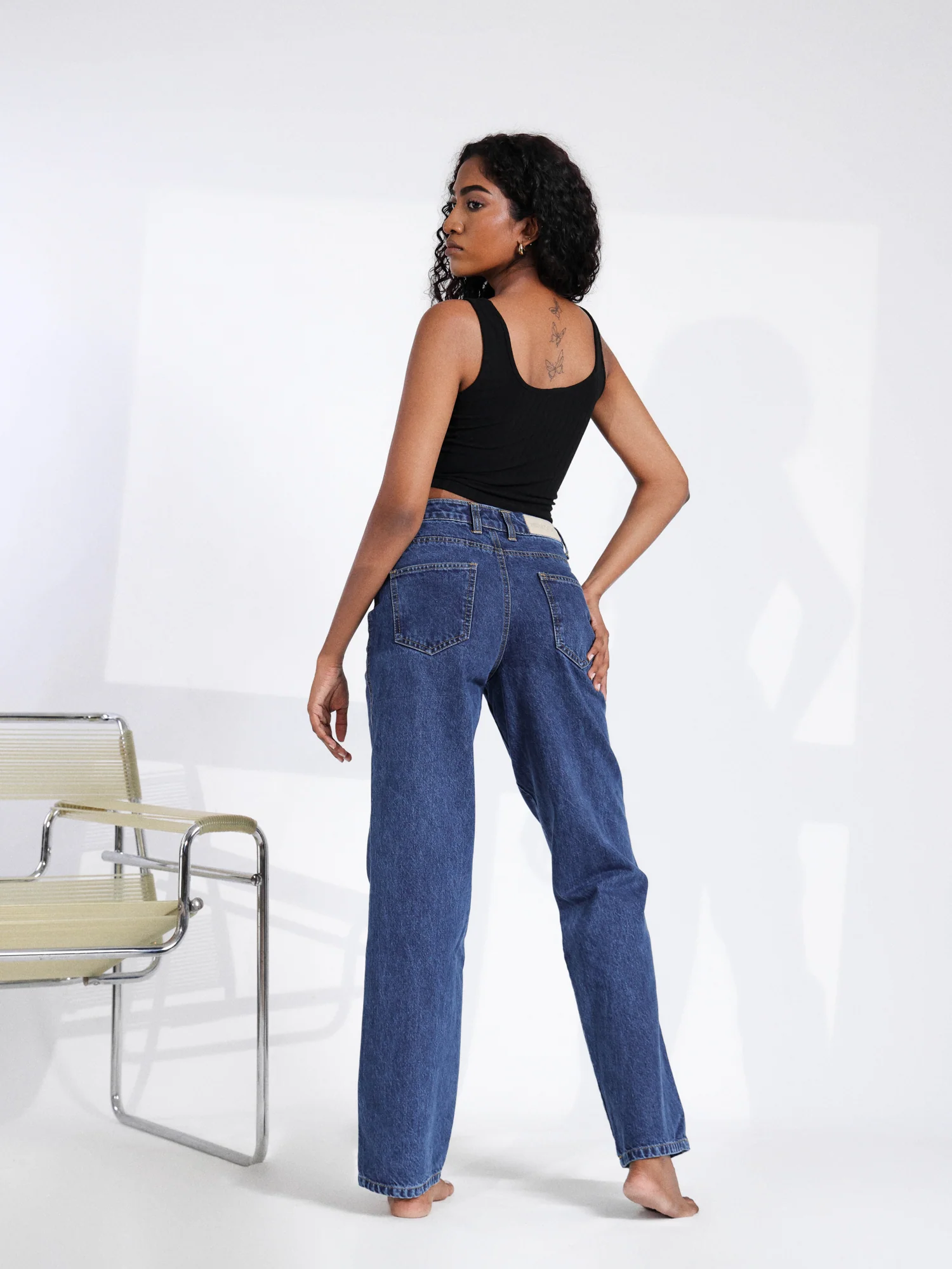 Dark Washed Straight Leg Jeans - Image 3