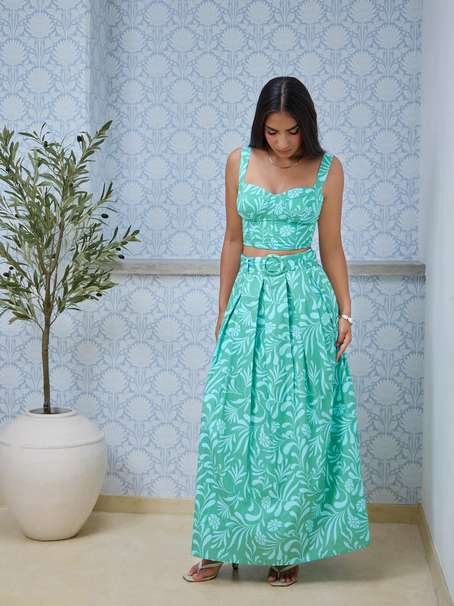 Back Tie Up Bustier Printed Top - Image 2