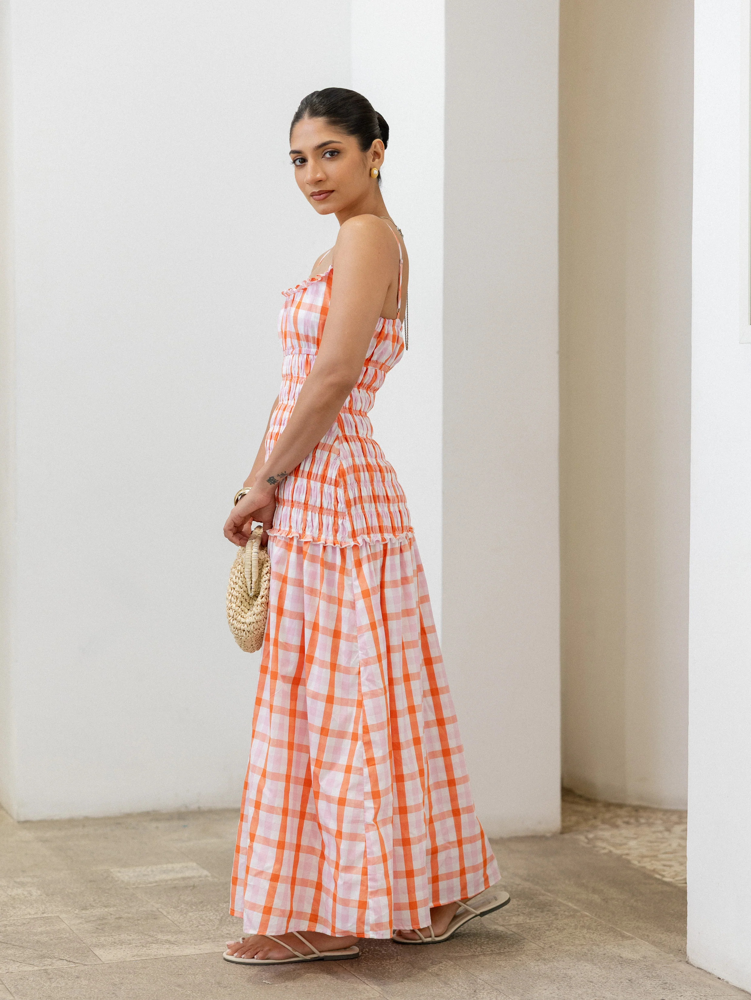 Bustier Detail Checkered Maxi Dress - Image 3