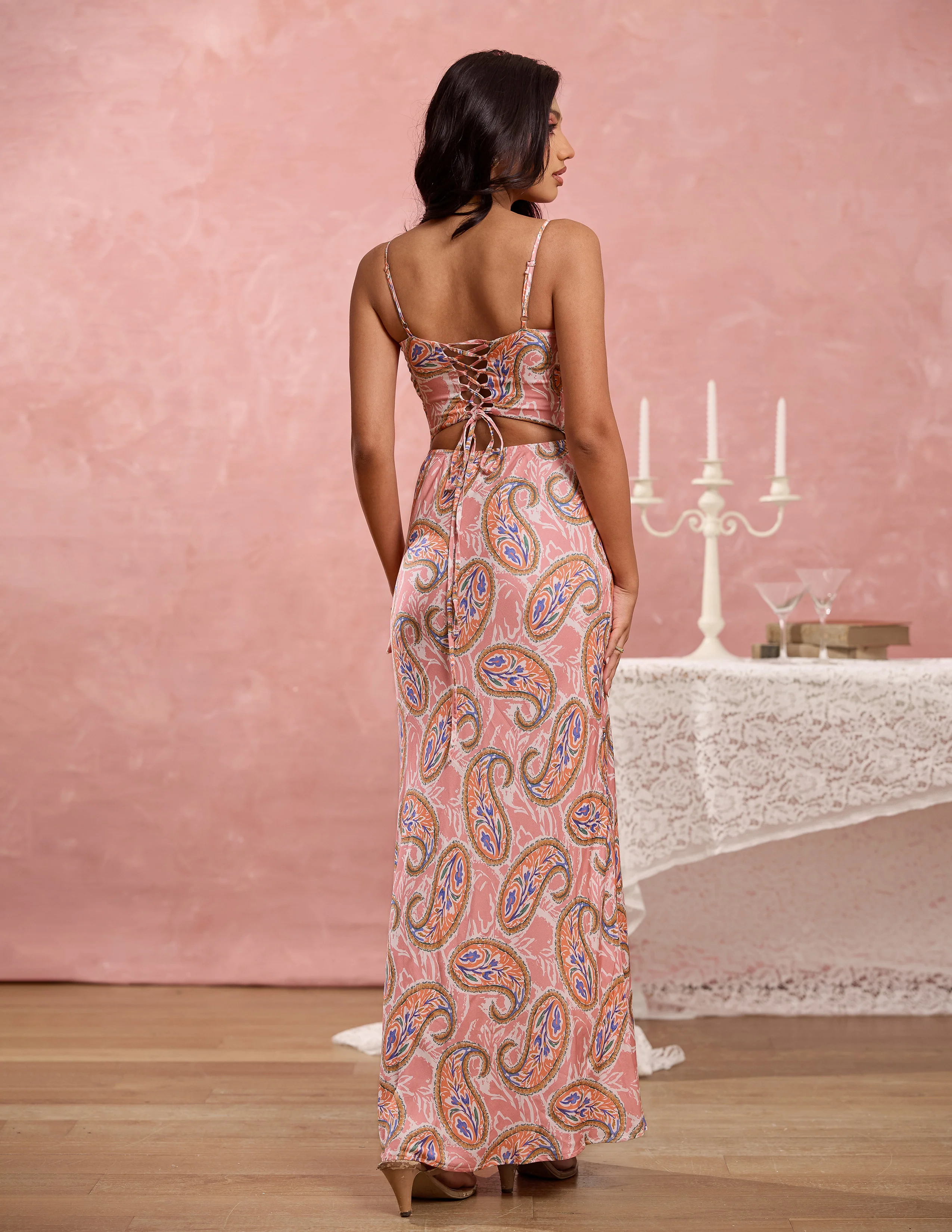 Bustier Detail Printed Maxi Dress - Image 4