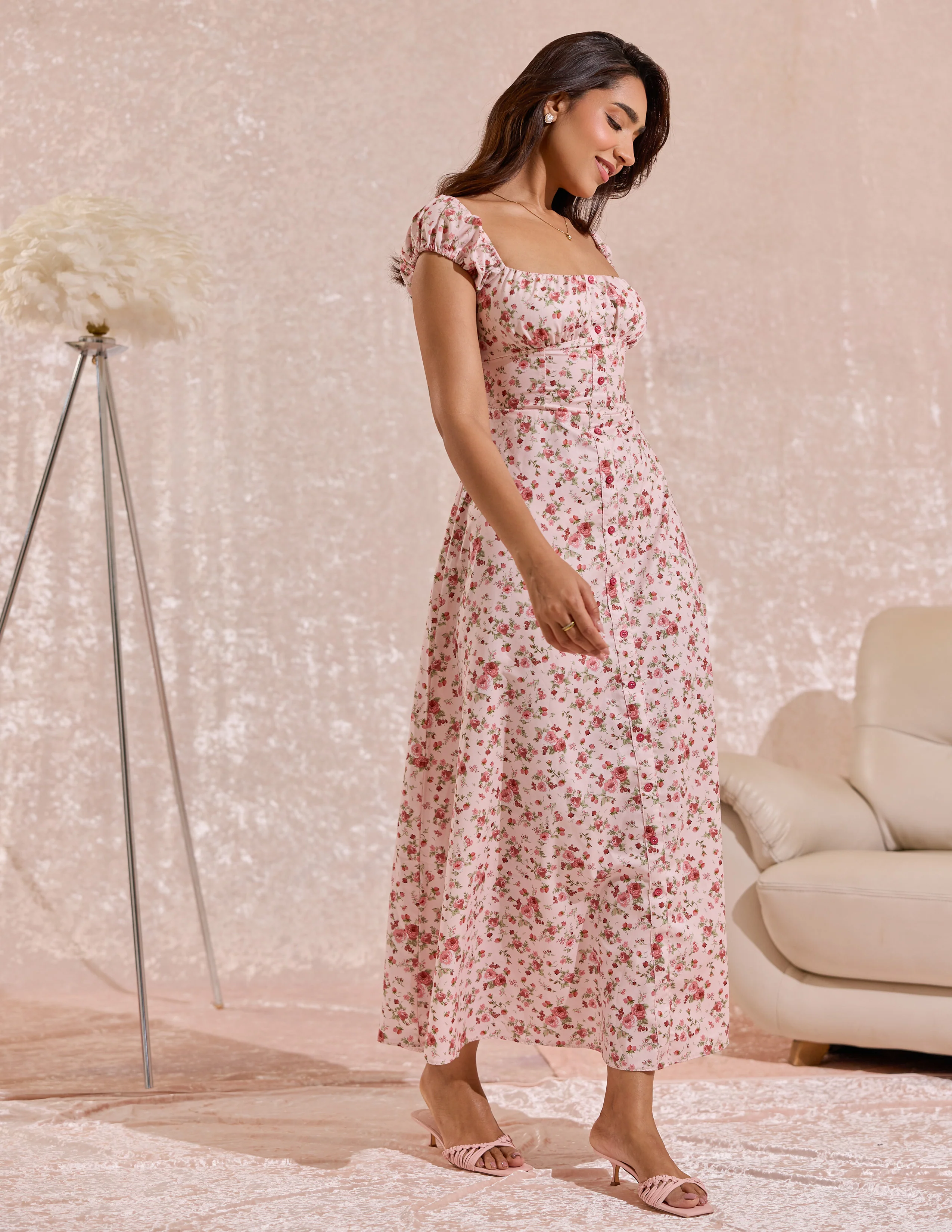 Bustier Detailed Printed Maxi Dress - Image 4