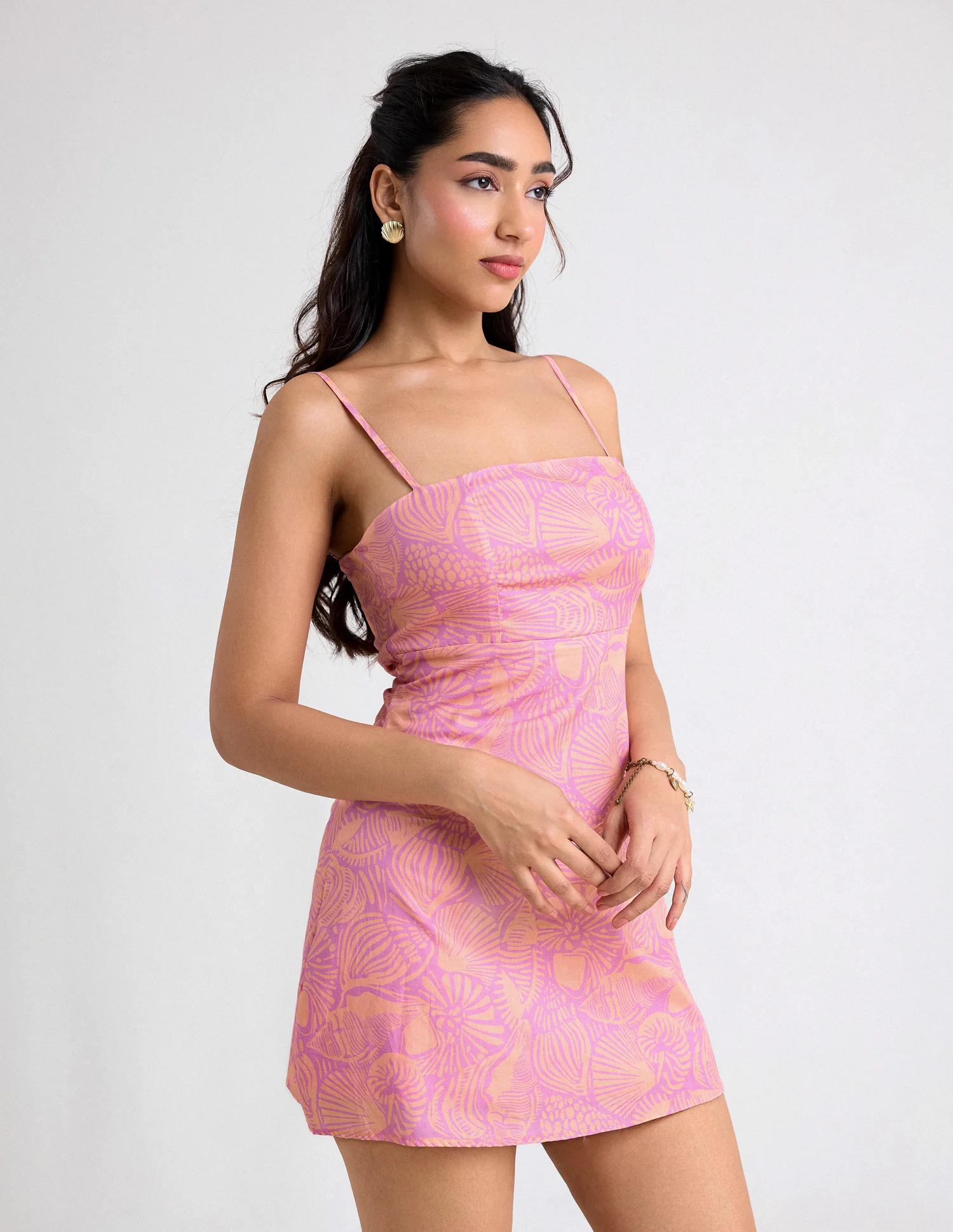 Bustier Detailed Printed Mini Dress - Image 4