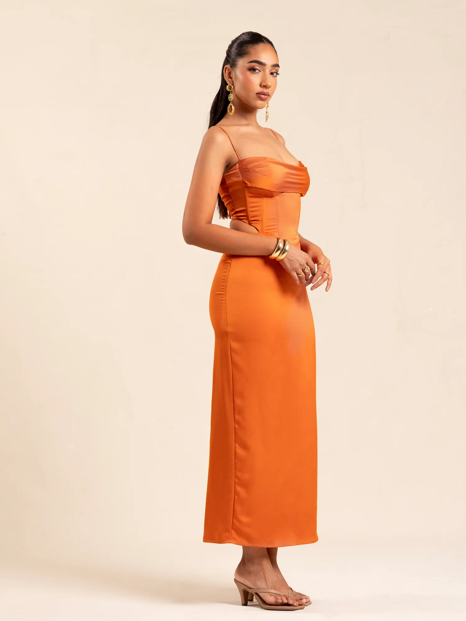 Bustier Detailed Satin Maxi Dress - Image 2