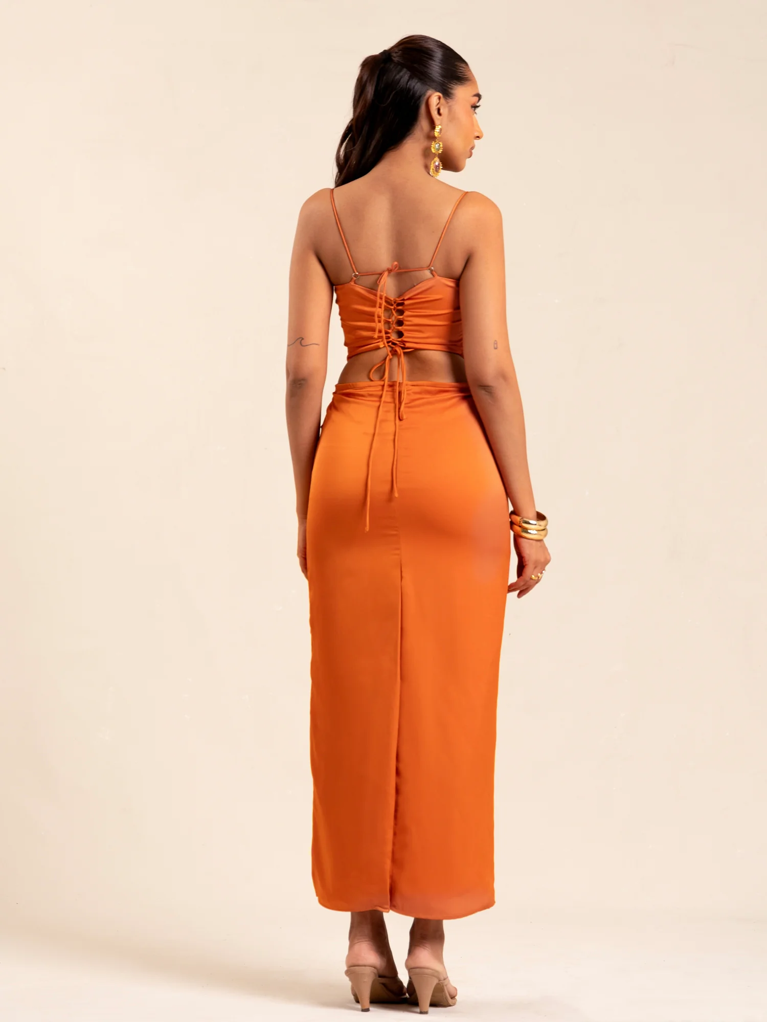 Bustier Detailed Satin Maxi Dress - Image 3