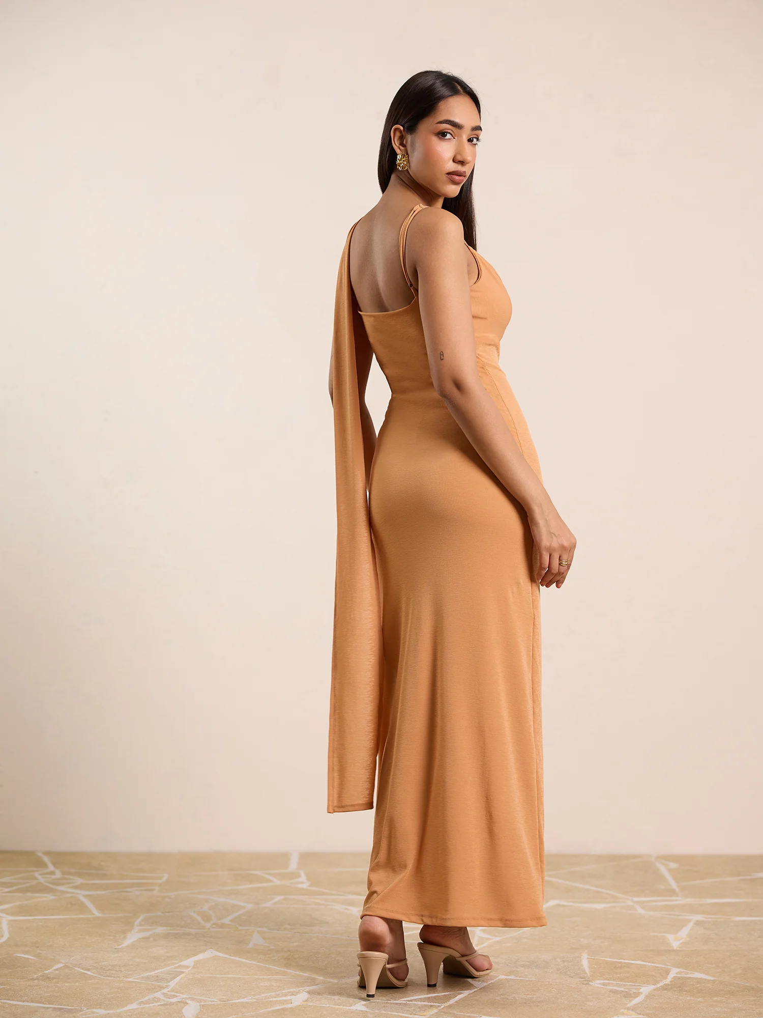 Bustier Shawl Detailed Maxi Dress - Image 3