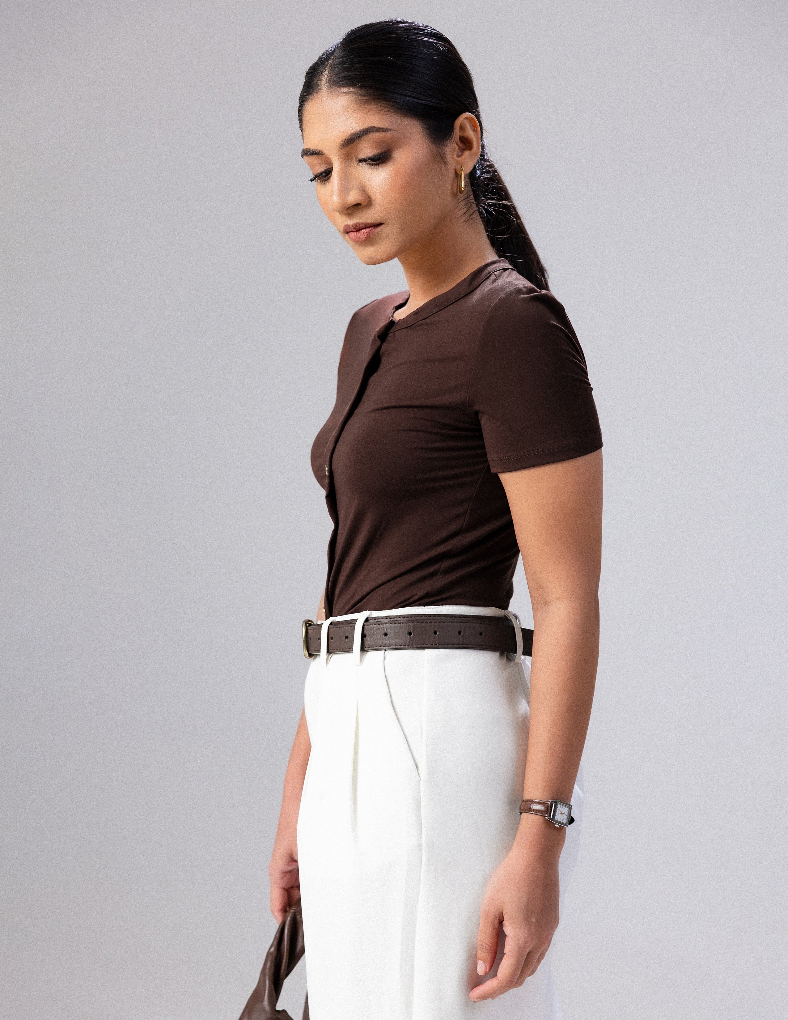 Button Detailed Short Sleeved Top - Image 4