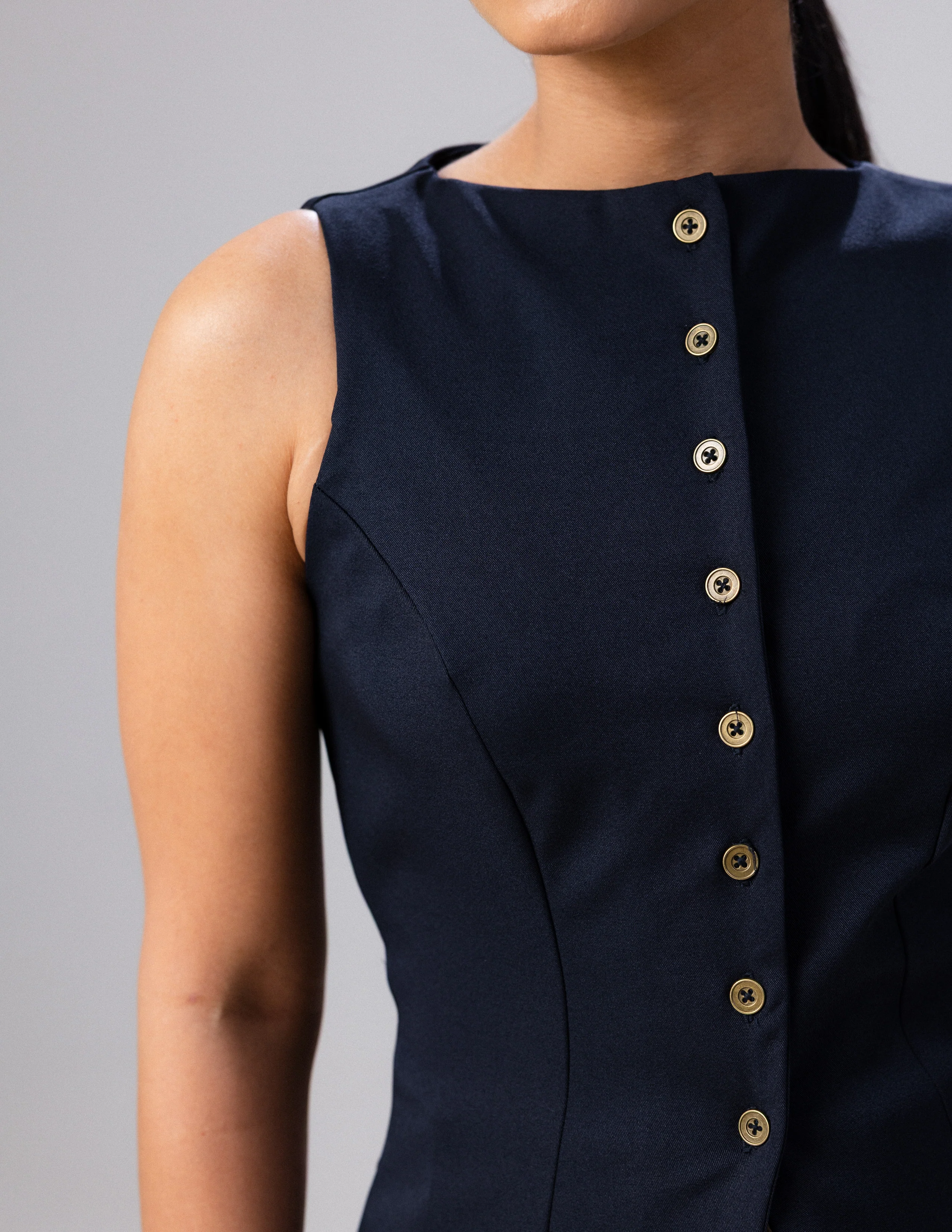 Button Down Back Tie Up Top - Image 2