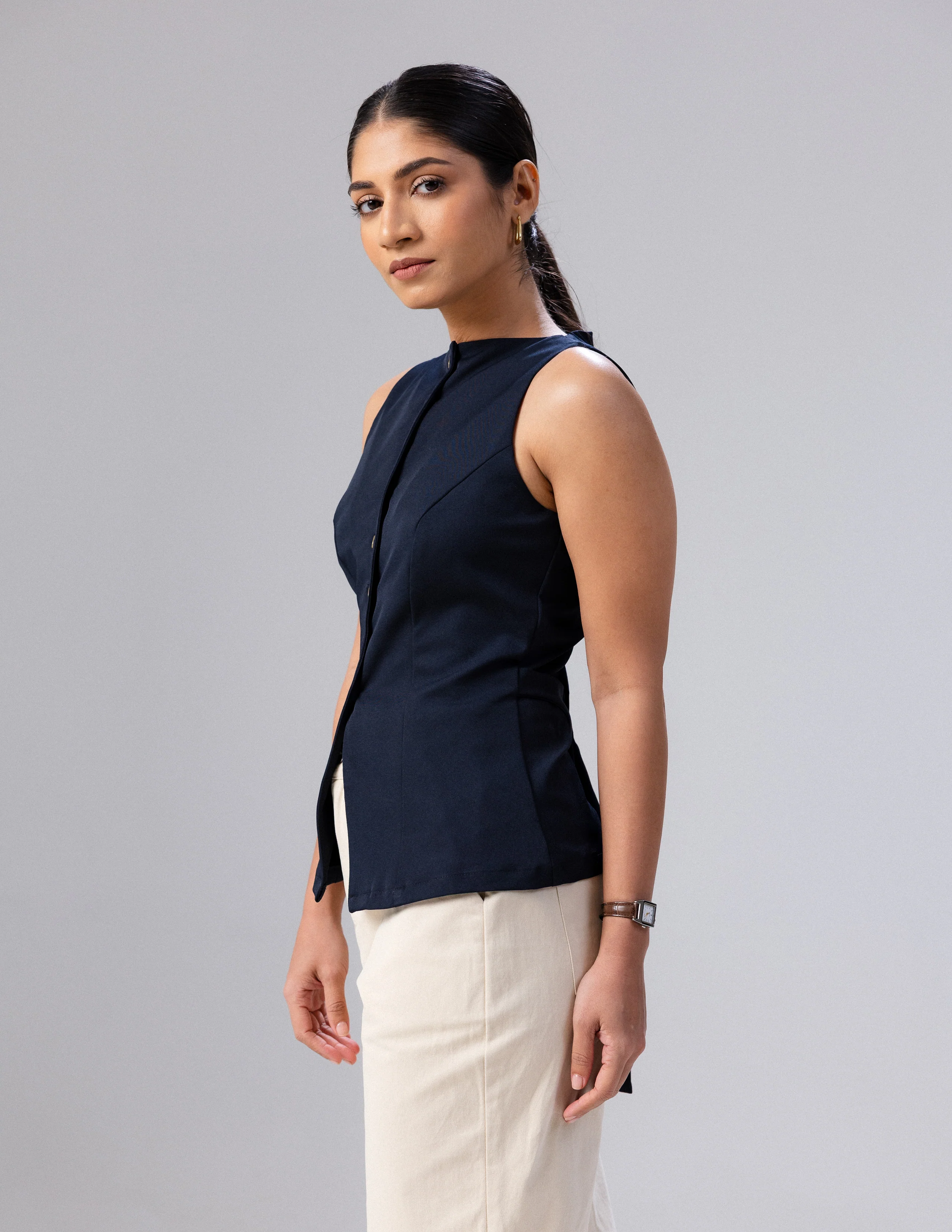 Button Down Back Tie Up Top - Image 4