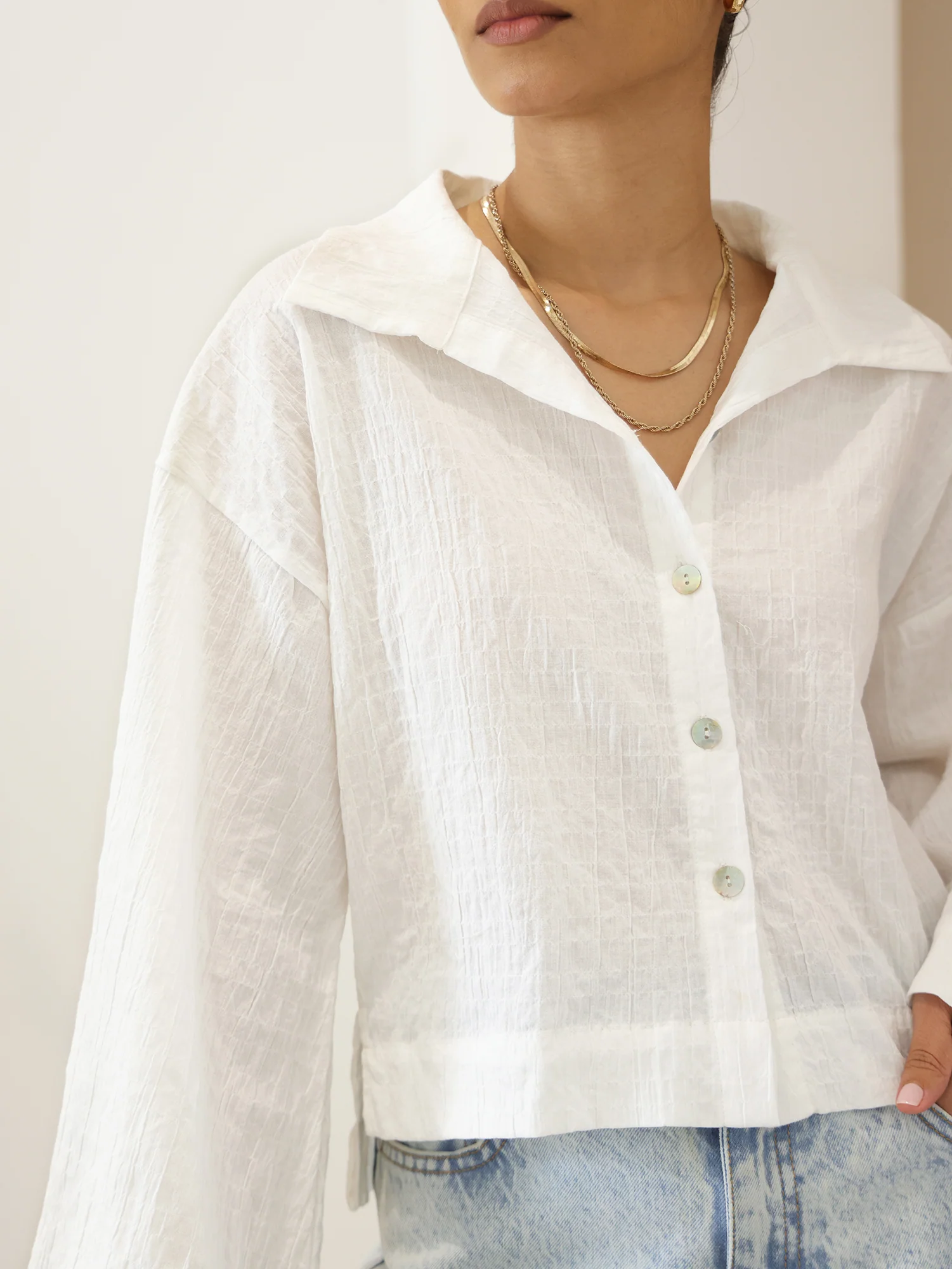 Button Down Crop Shirt - Image 4