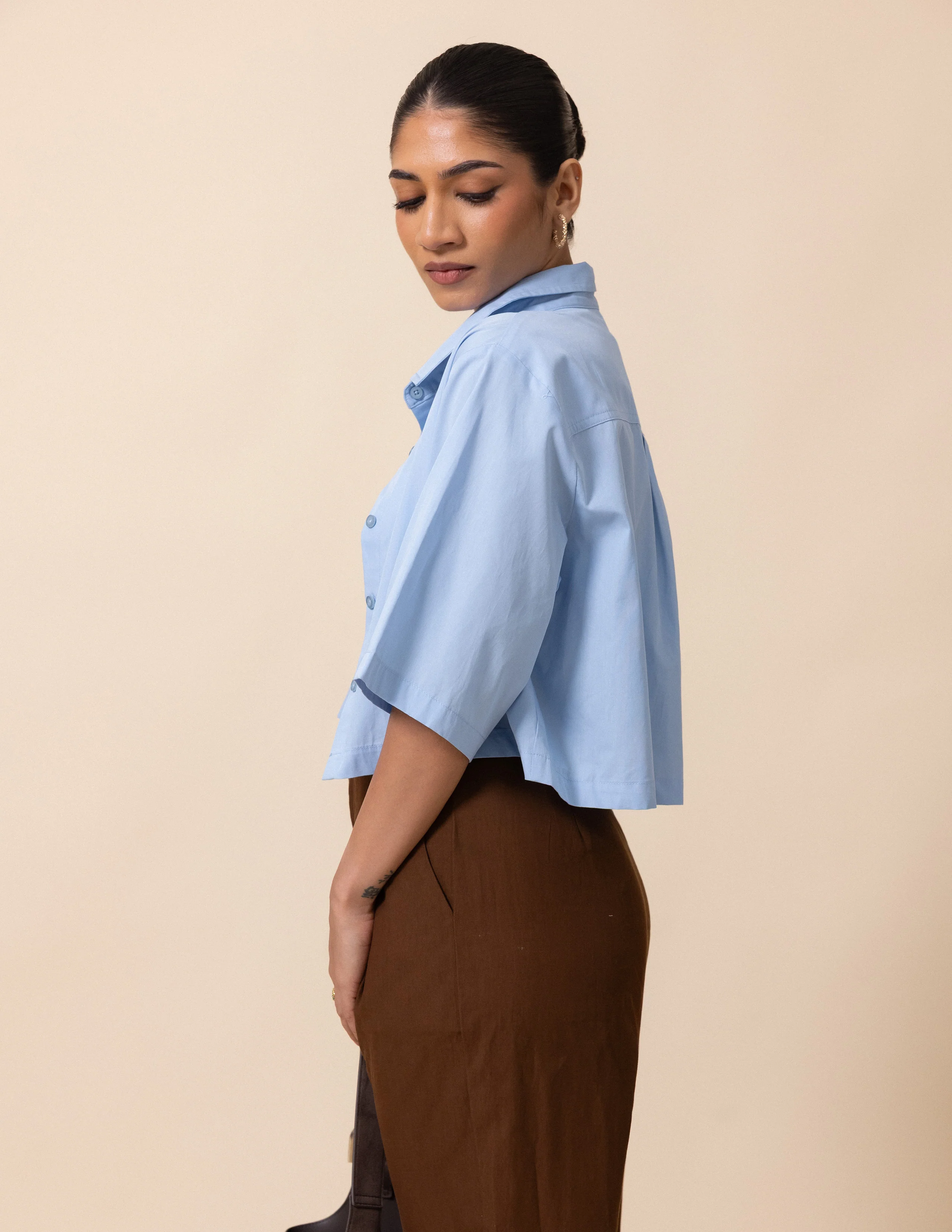 Button Down Cropped Shirt - Image 3