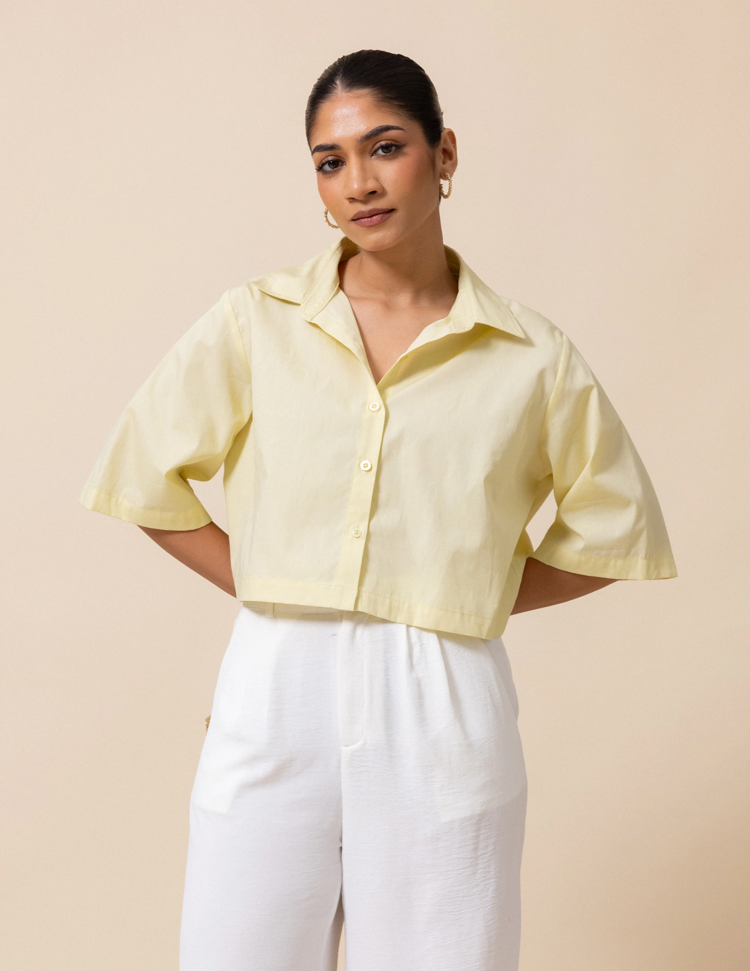 Button Down Cropped Shirt