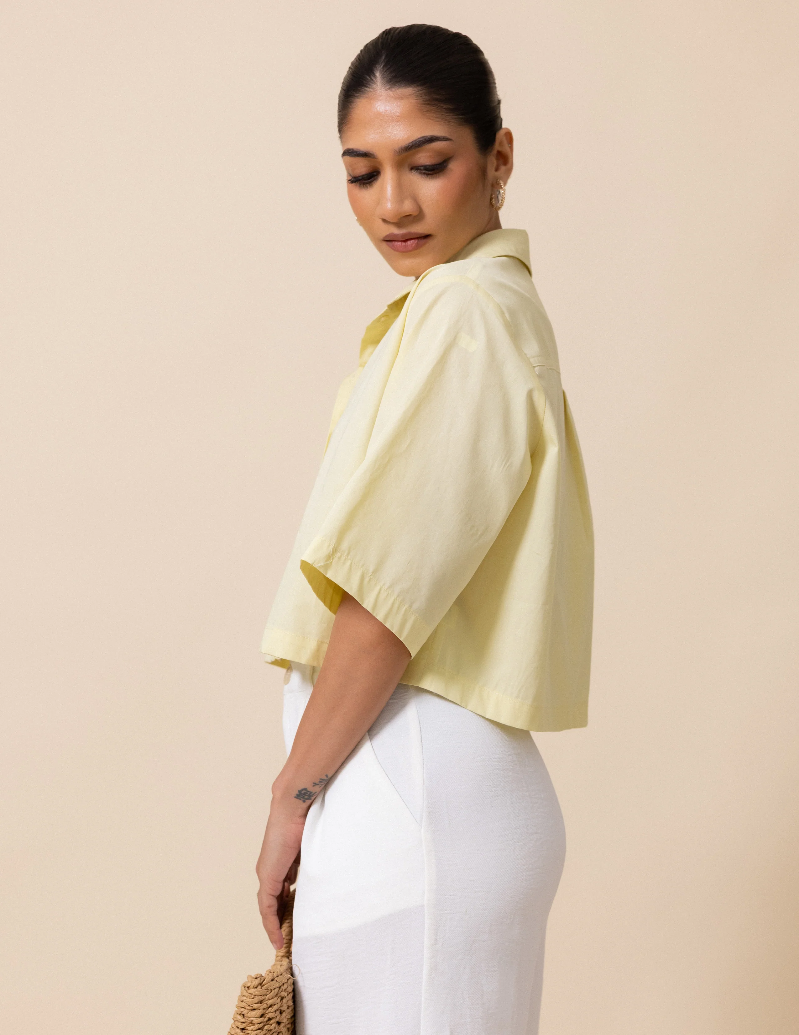 Button Down Cropped Shirt - Image 3