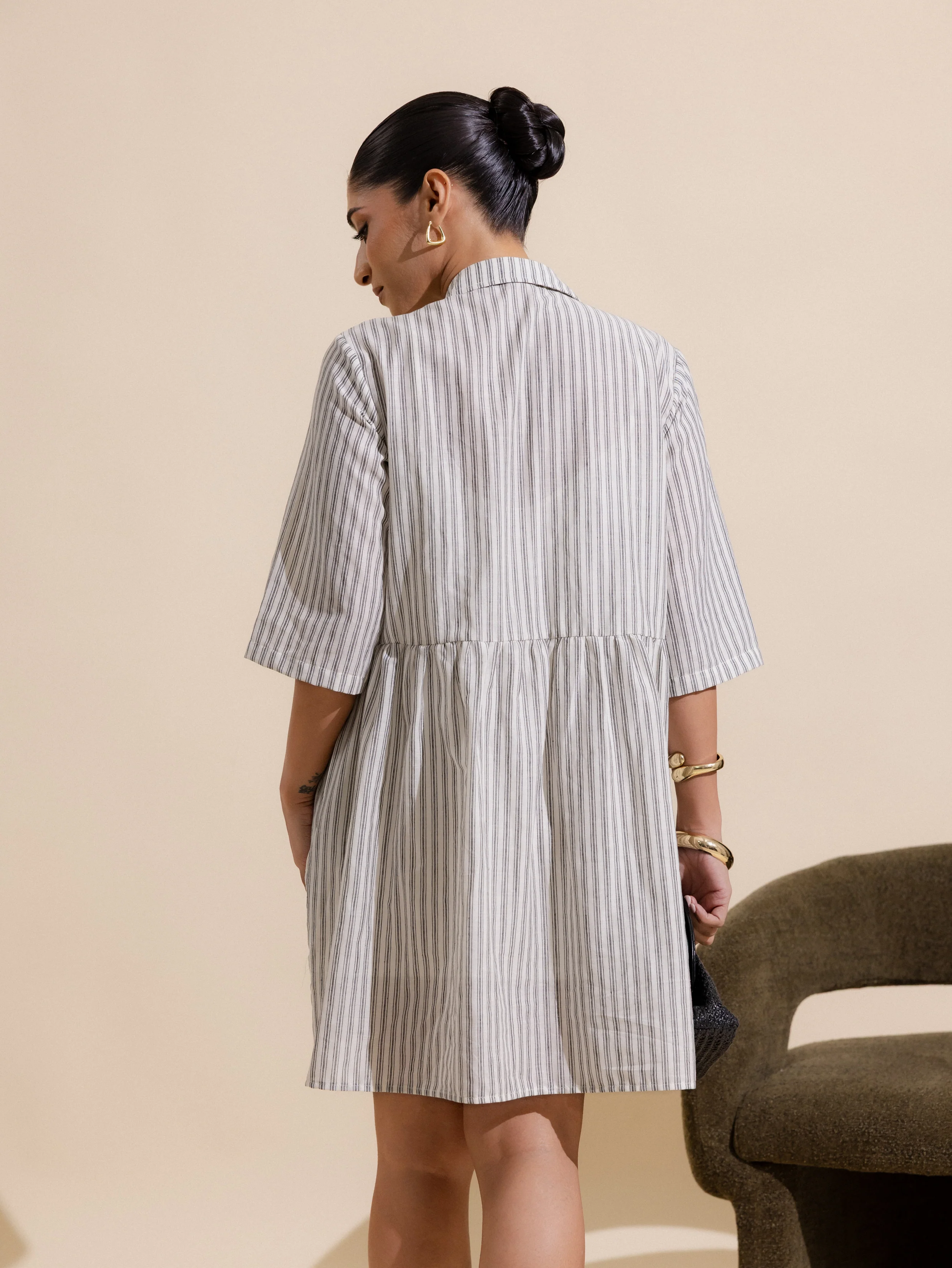 Button Down Loose Fit Shirt Dress - Image 4
