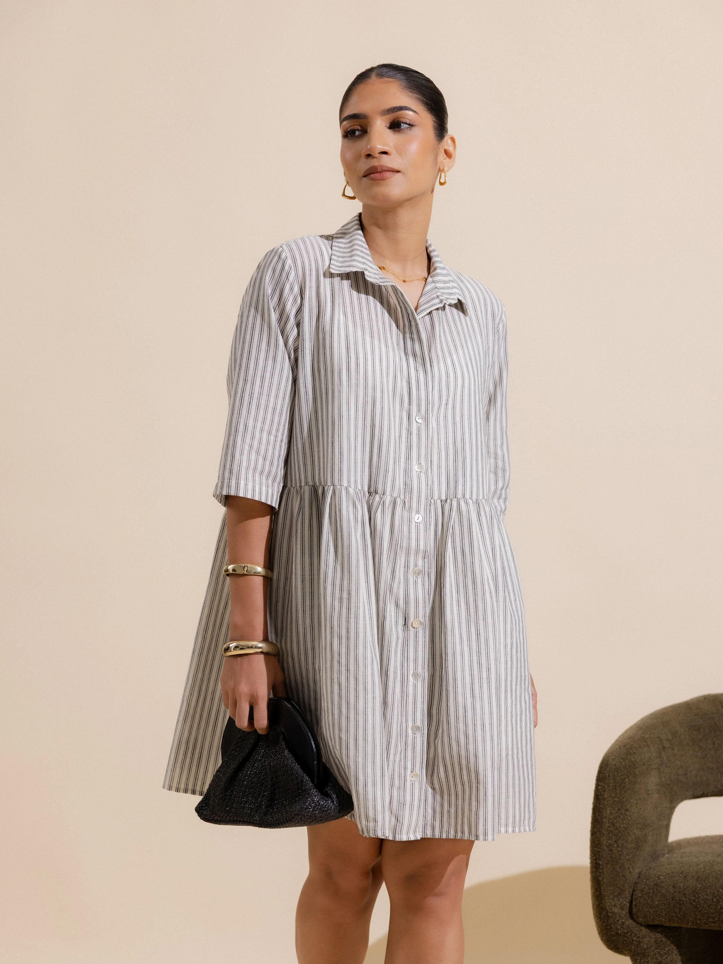 Button Down Loose Fit Shirt Dress - Image 5