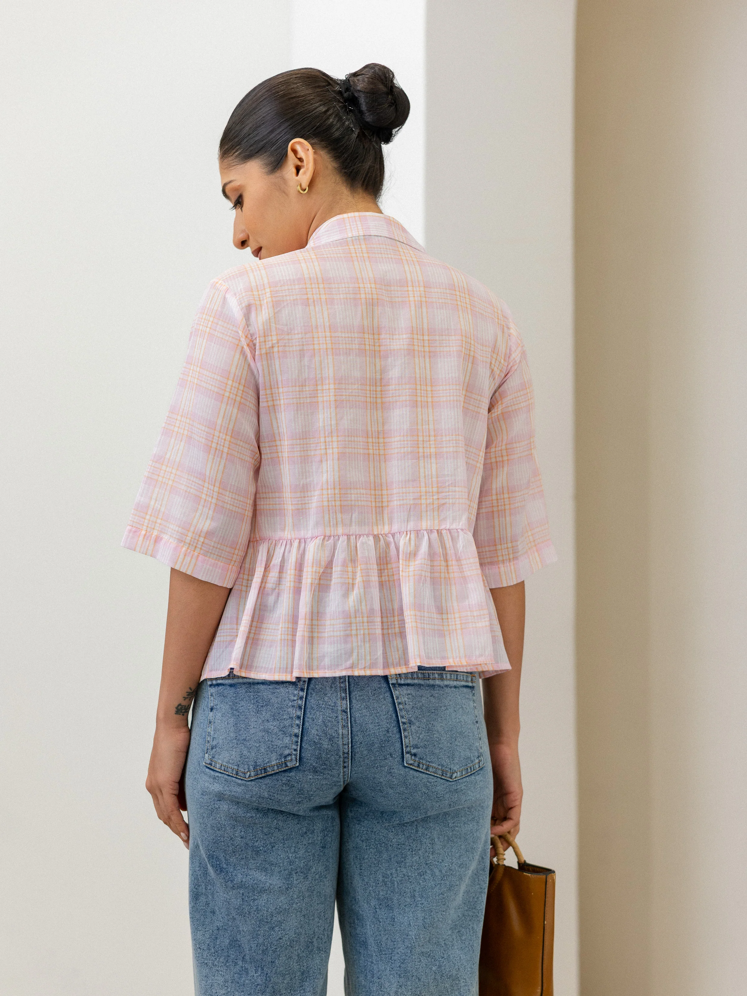 Button Down Peplum Top - Image 4