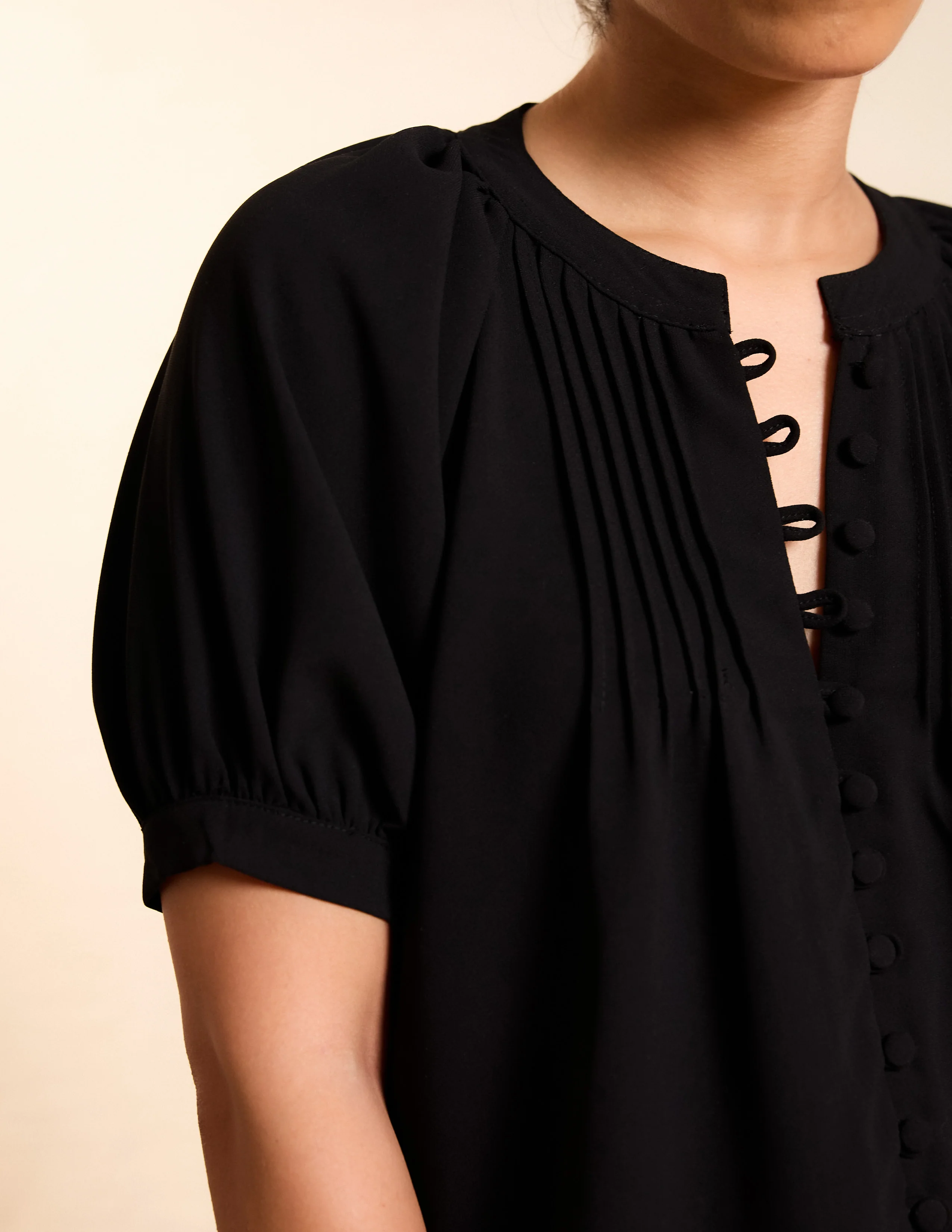 Button Down Pintuck Detail Top - Image 2