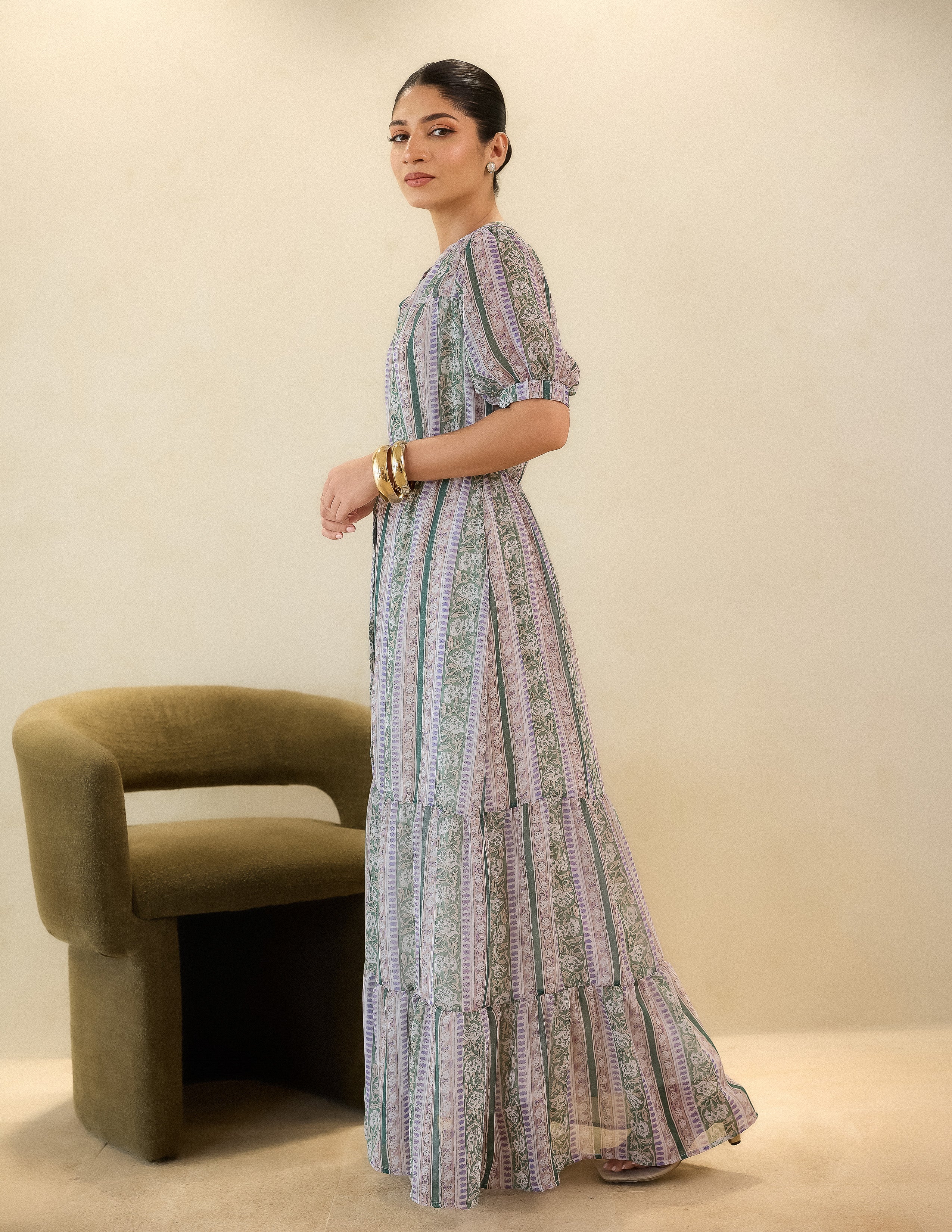 Button Down Tiered Maxi Dress - Image 3