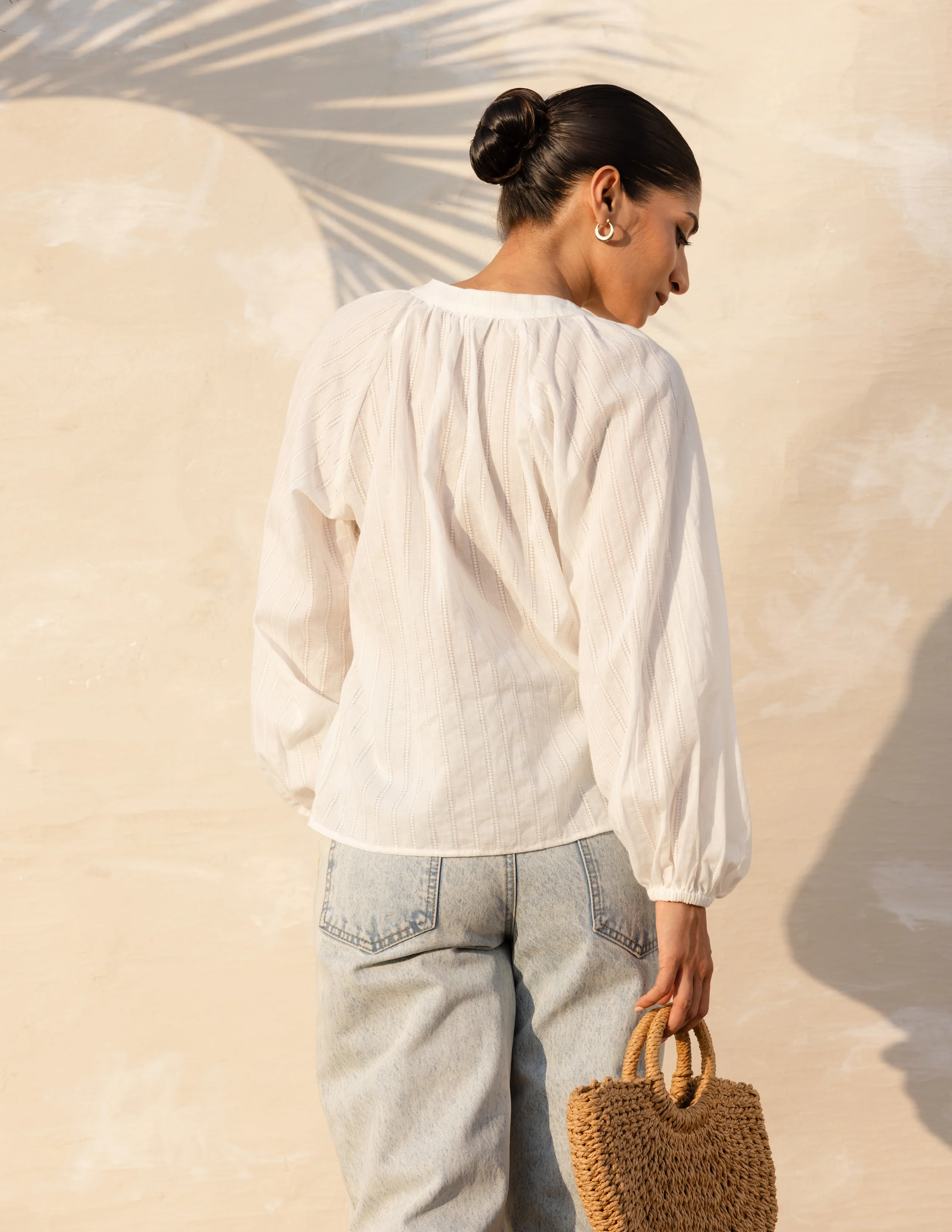 Chinese Collar Button Down Long Sleeved Top - Image 3