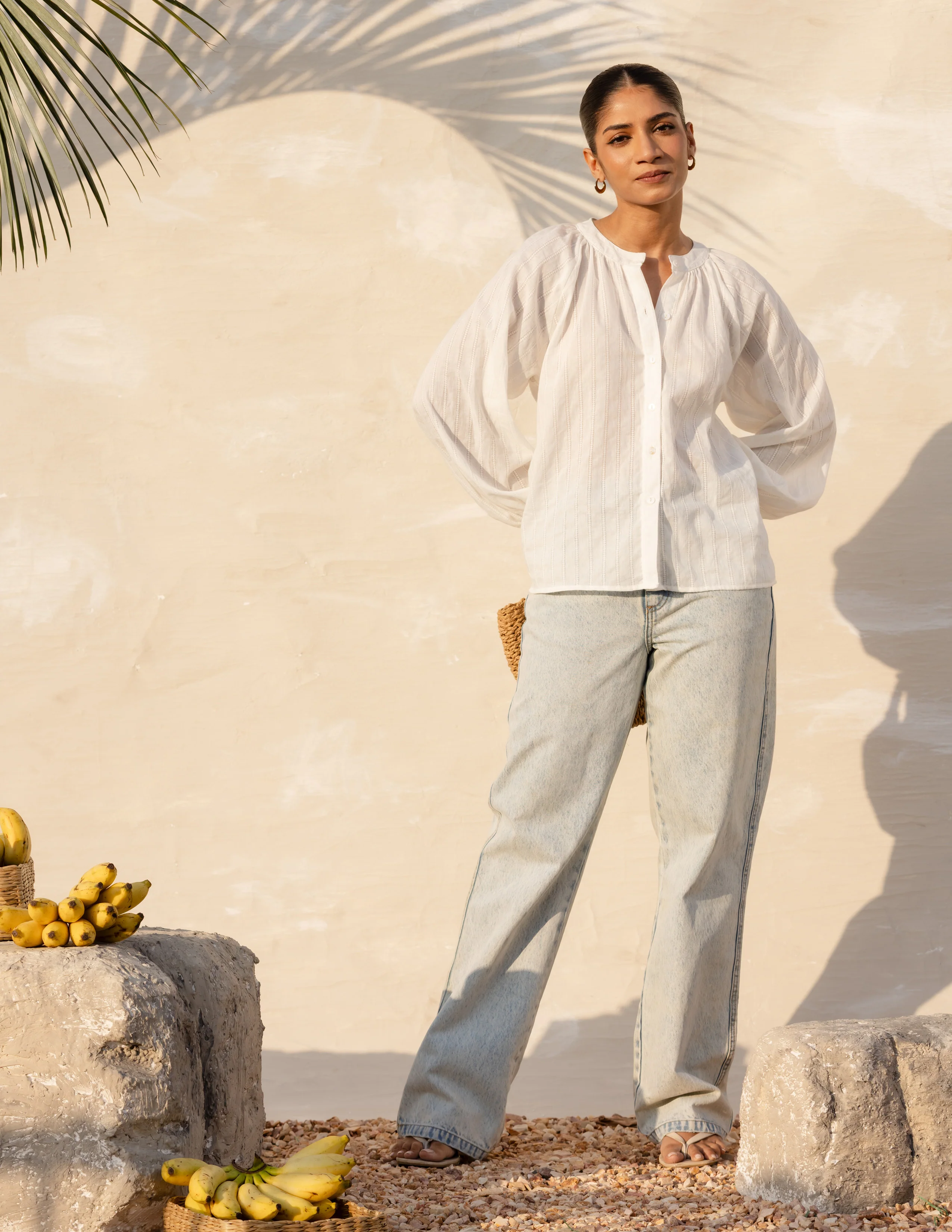 Chinese Collar Button Down Long Sleeved Top - Image 4