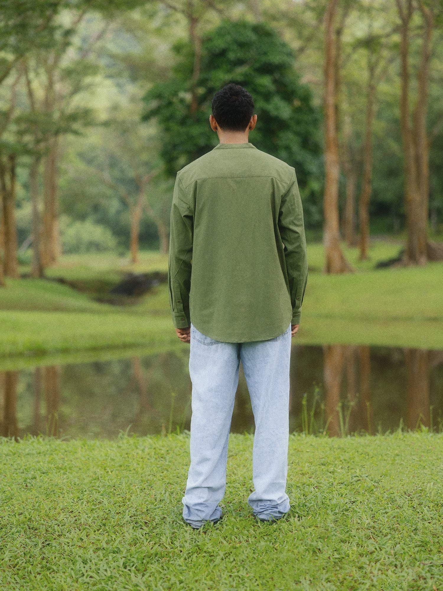 Chinese collar large square pocket shirt - Image 3