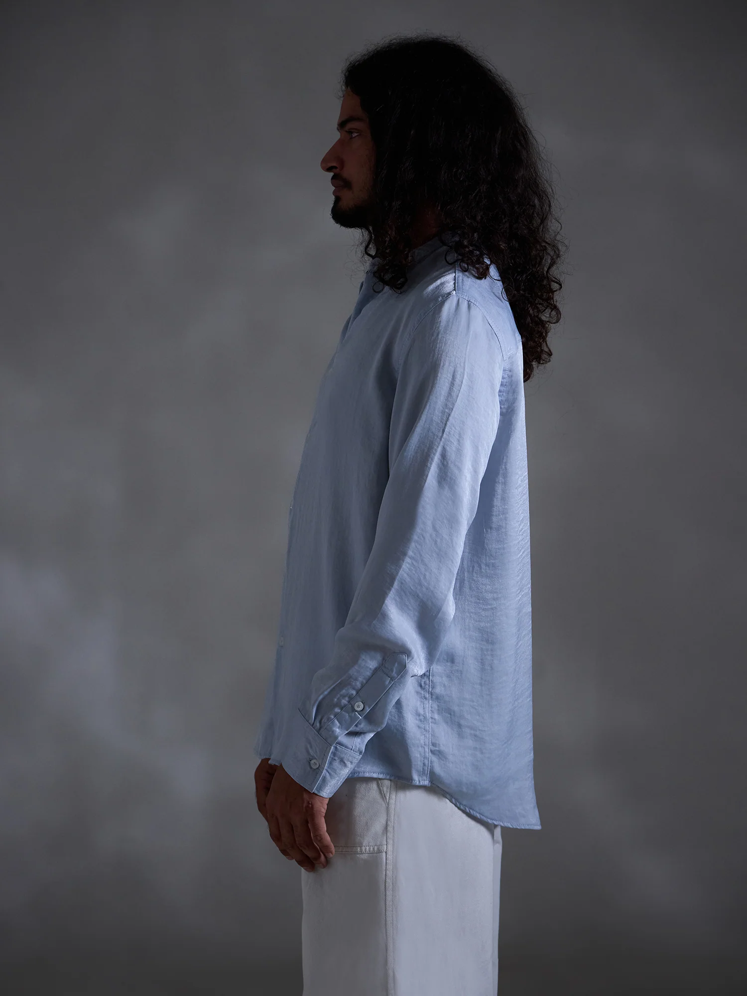 Chinese collar long sleeve shirt - Image 4