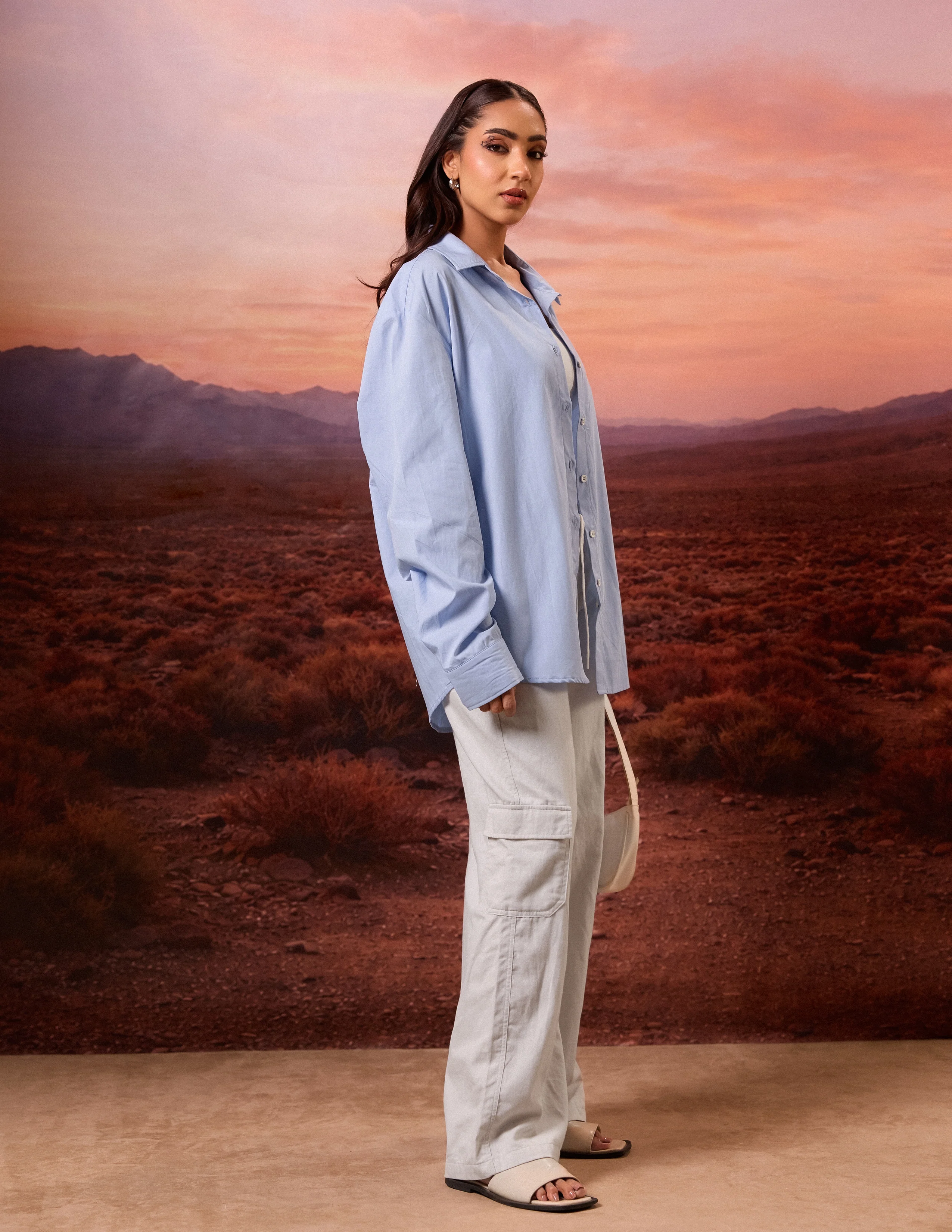 Collar Detailed Button Down Long Sleeved Top - Image 3