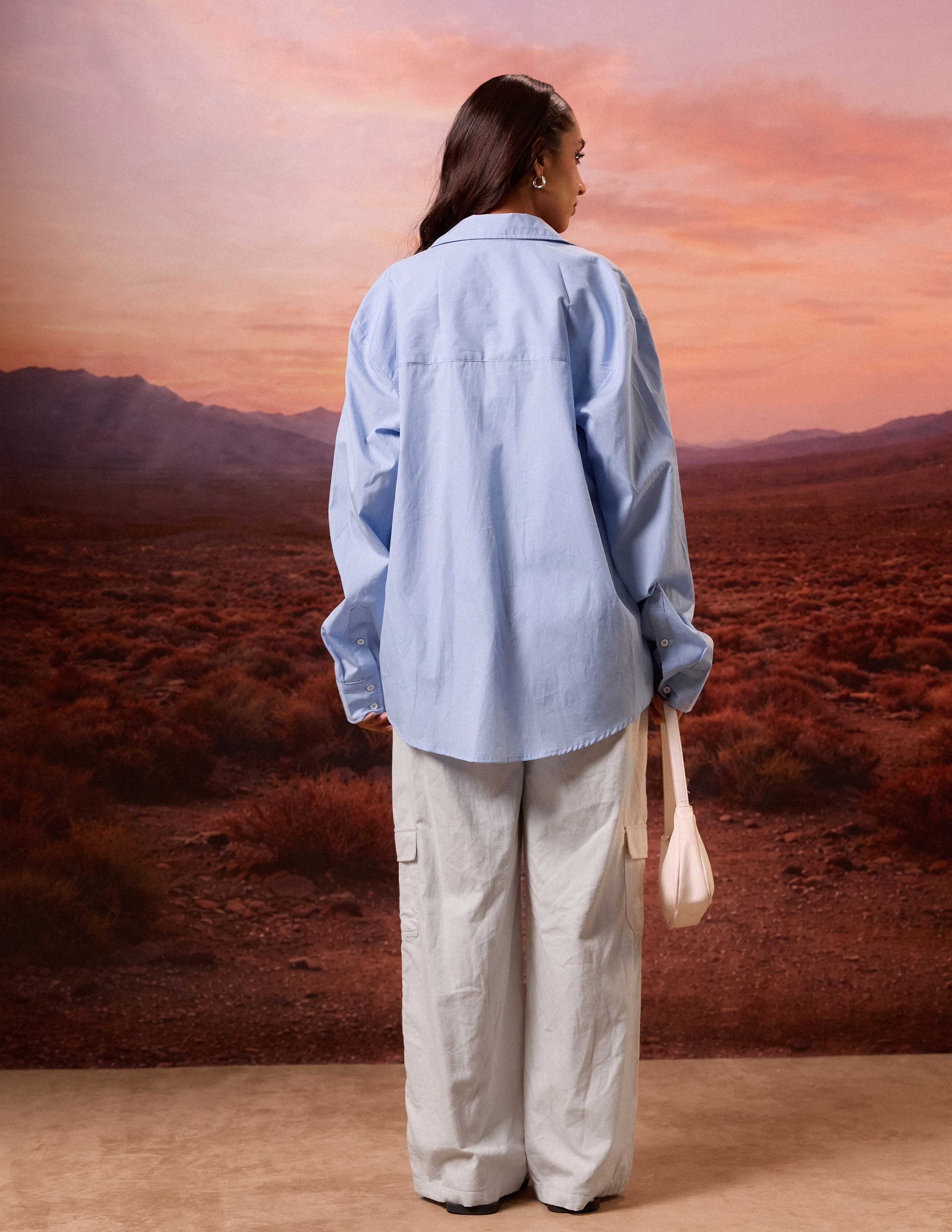 Collar Detailed Button Down Long Sleeved Top - Image 4