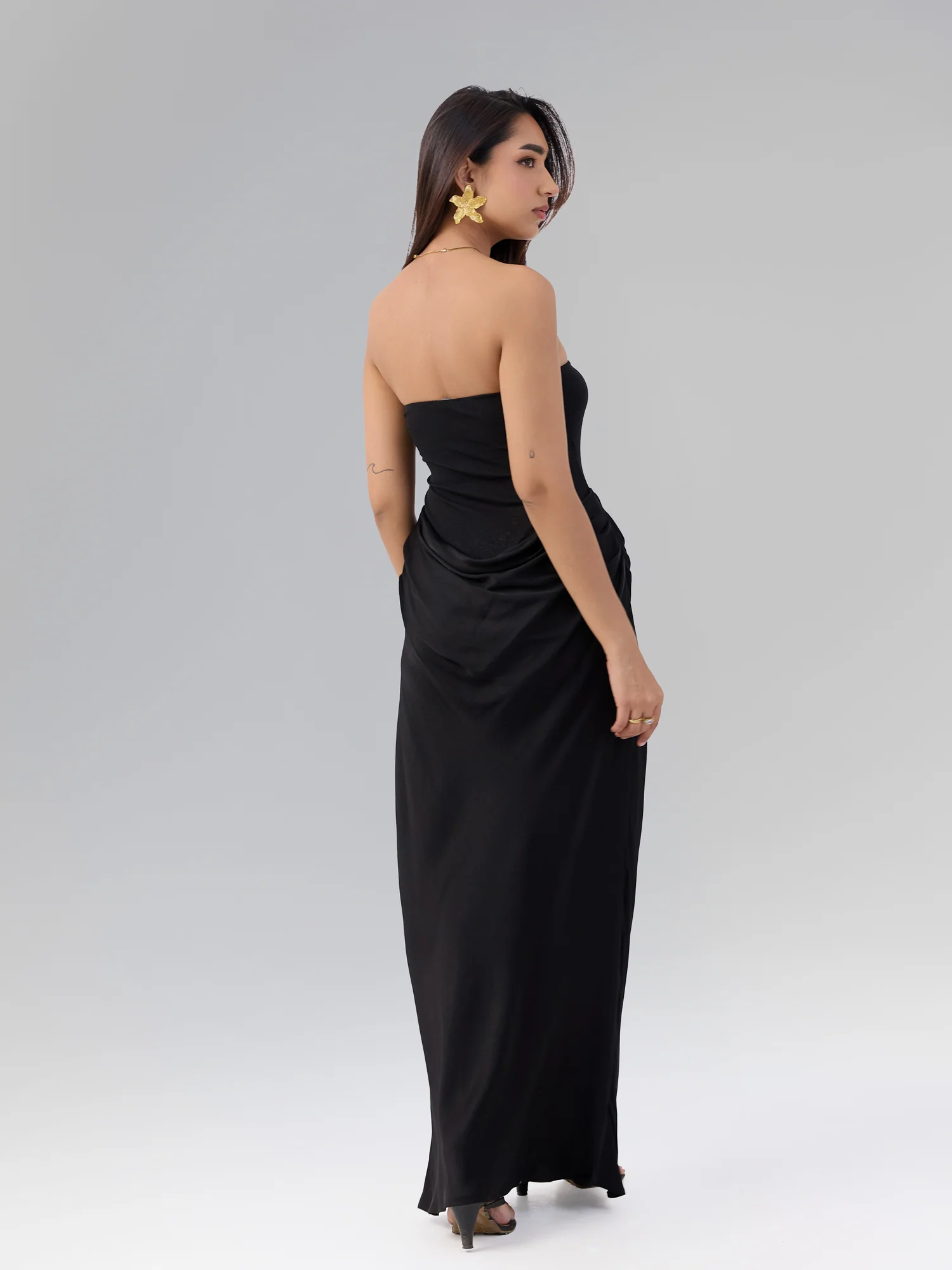 Contrast Fabric Detailed Maxi Dress - Image 3