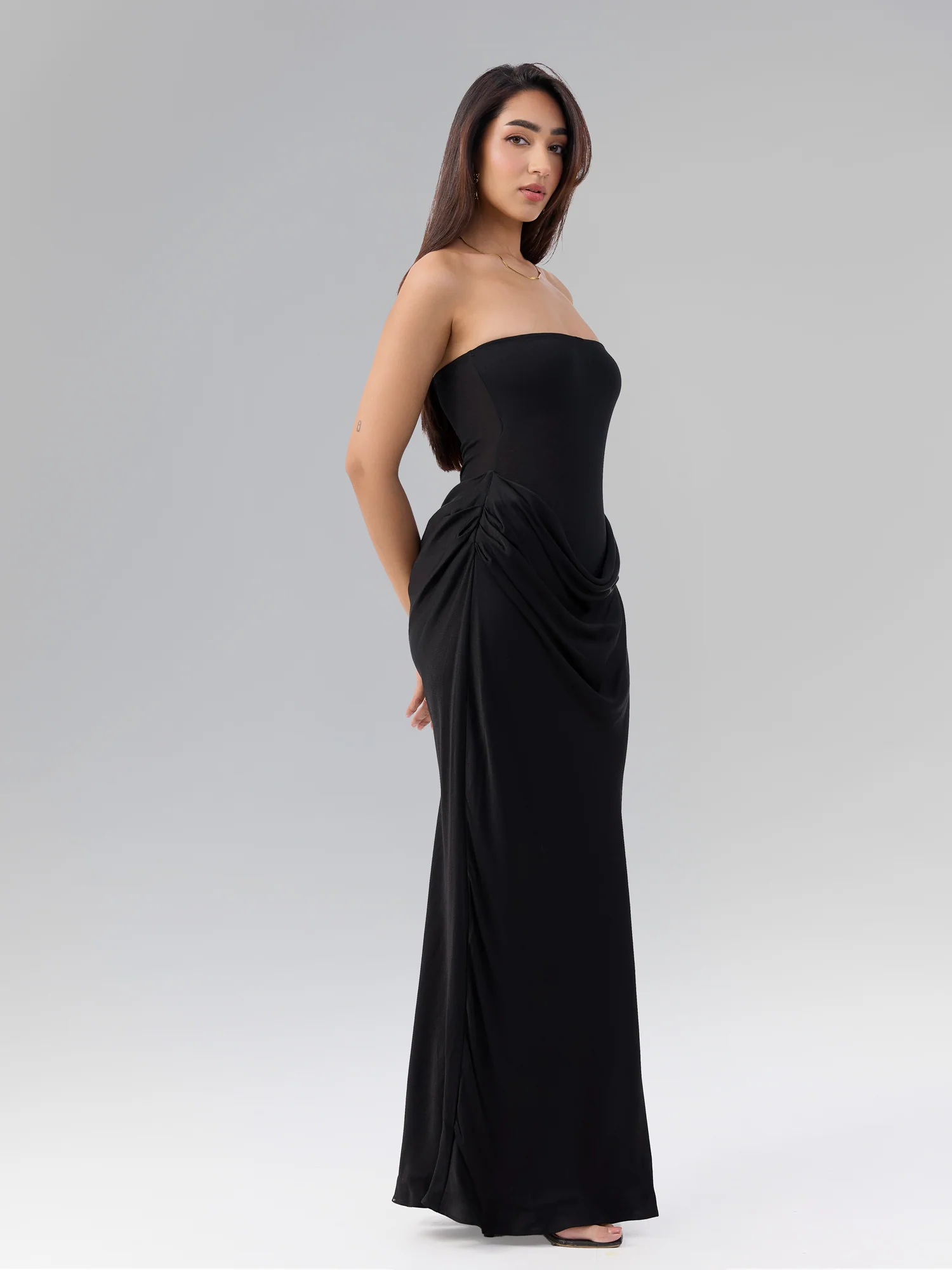 Contrast Fabric Detailed Maxi Dress - Image 4