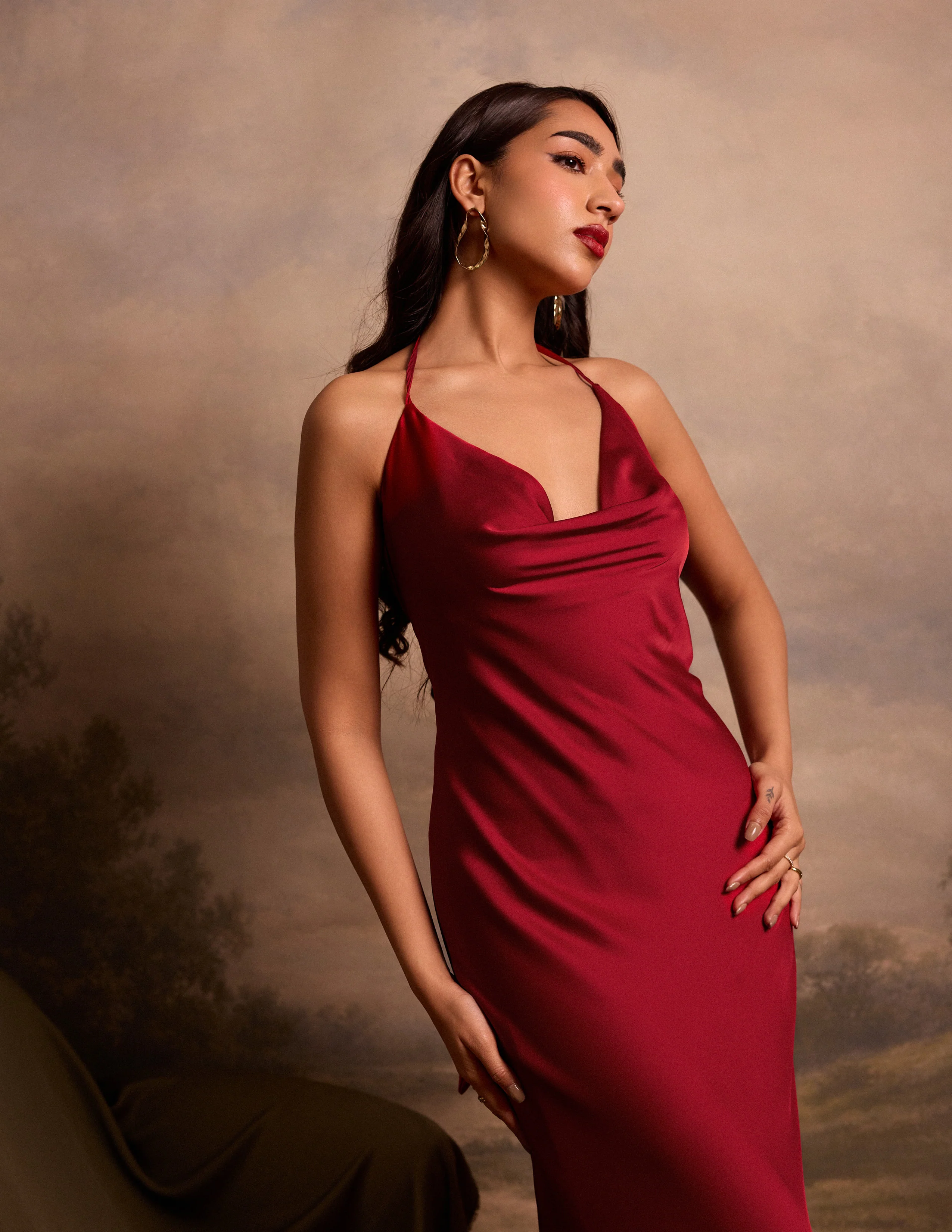 Cowl Neck Satin Dress - Image 4