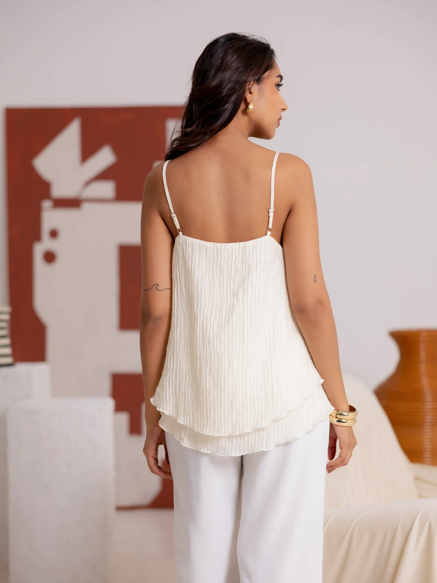 Double Frill Detailed Sleeveless Top - Image 3