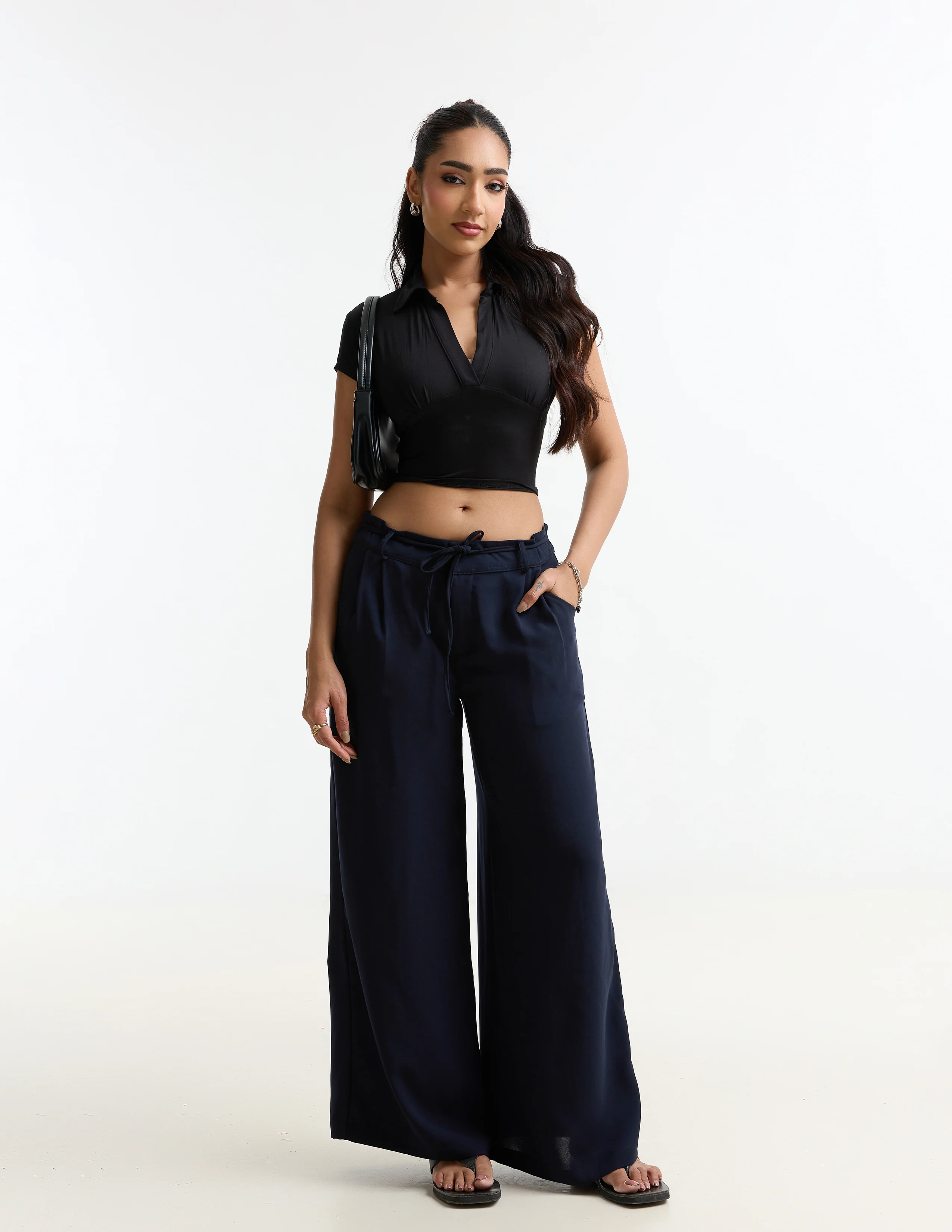 Drawstring Wide Leg Pant