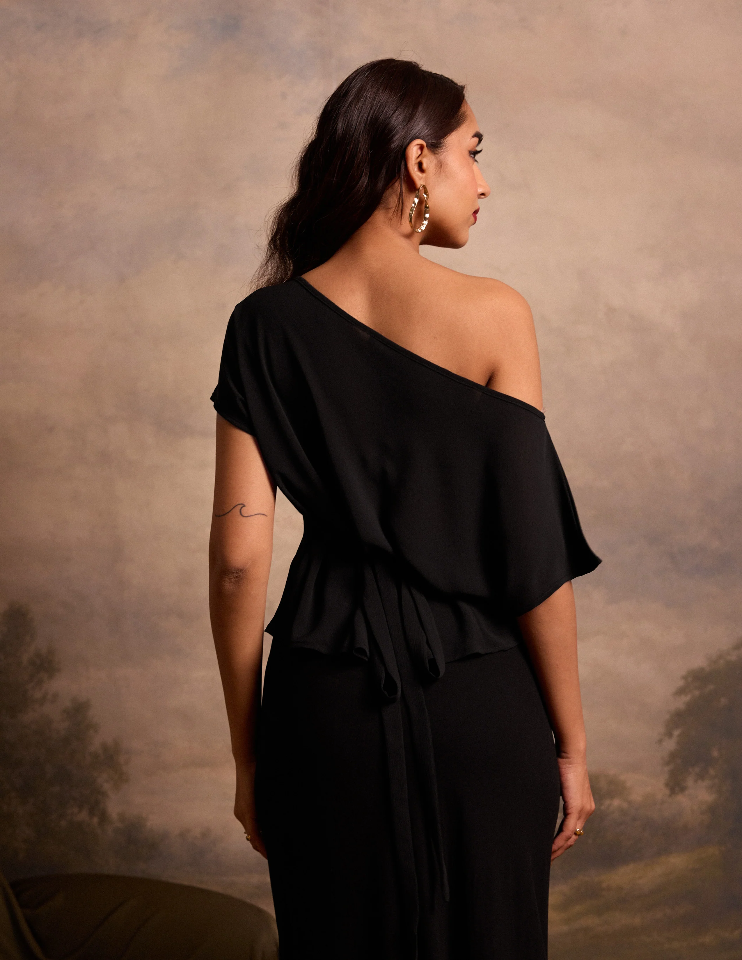 Drop Shoulder Back Tie Up Top - Image 3