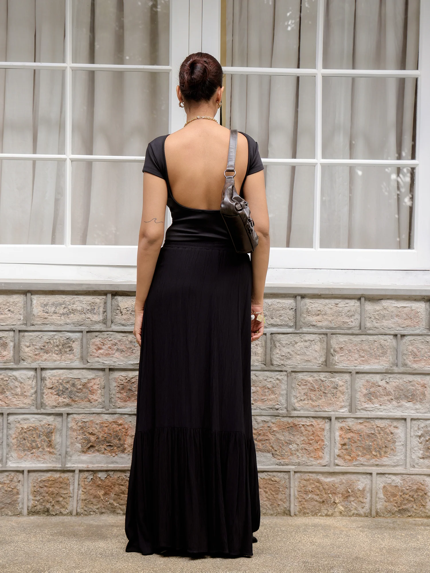 Elasticated tiered Maxi Skirt - Image 4