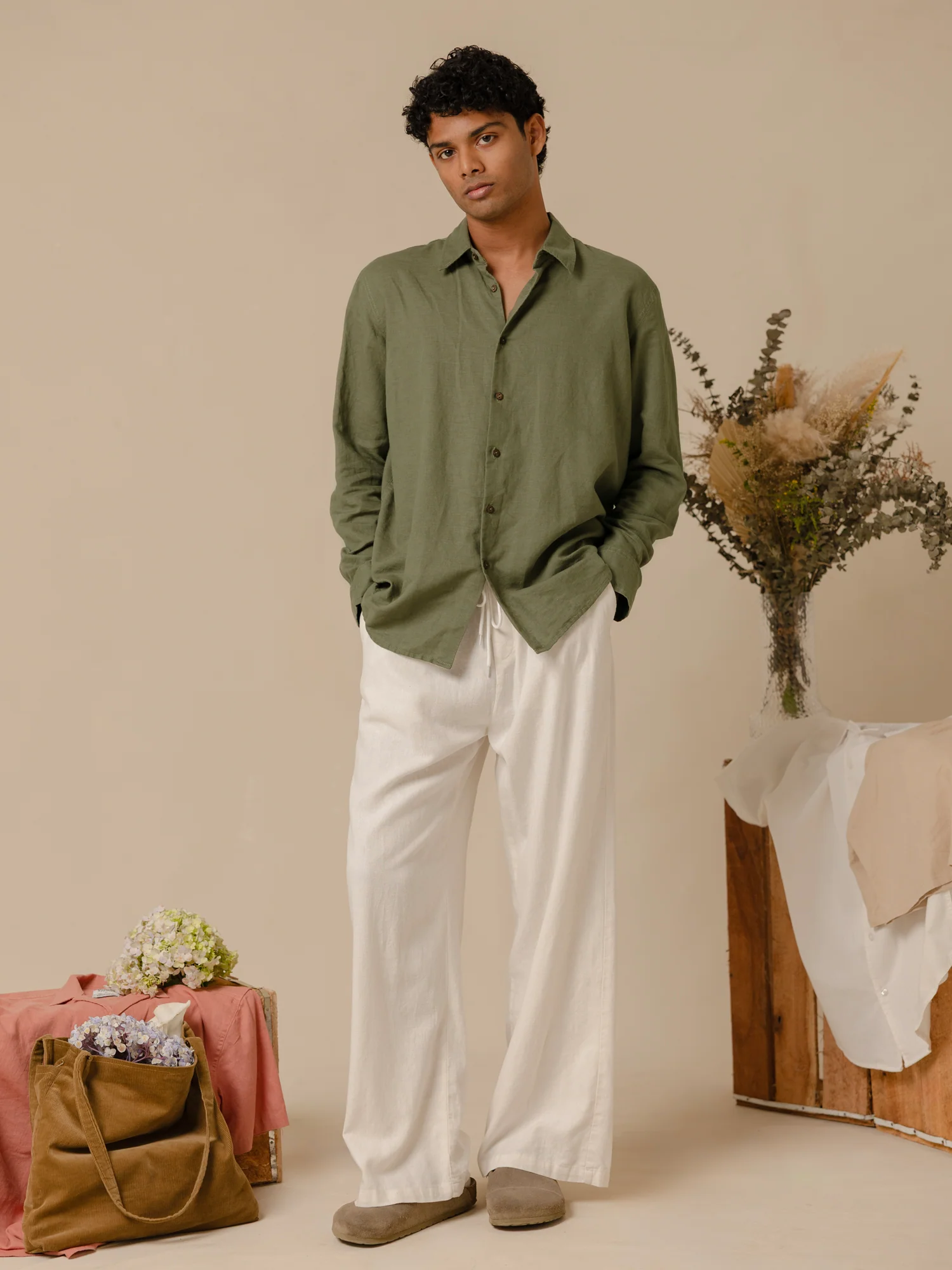 Elbow patch detailed oversized shirt