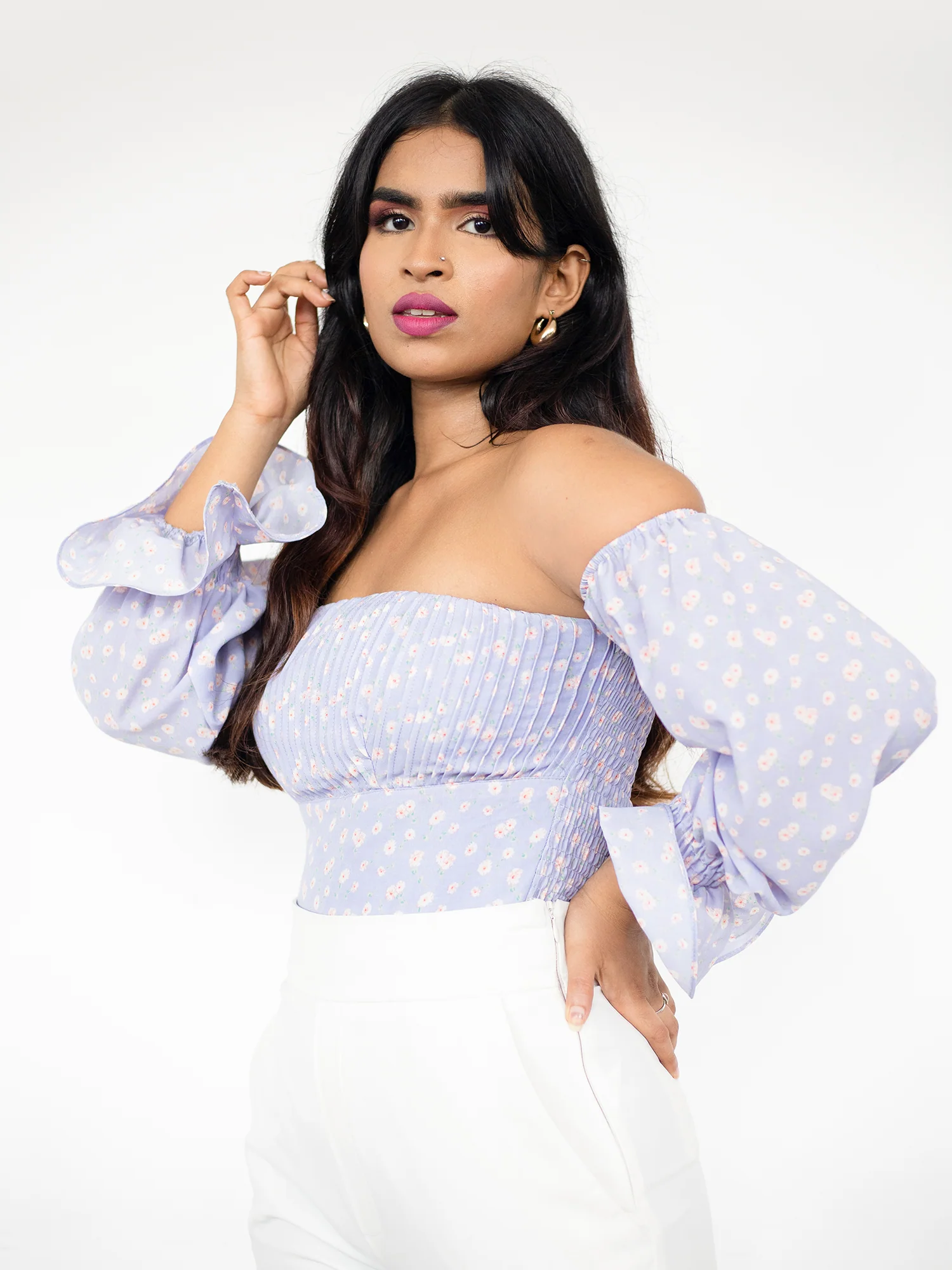 Flounce Sleeved Pintuck Detailed Bodysuit - Image 5