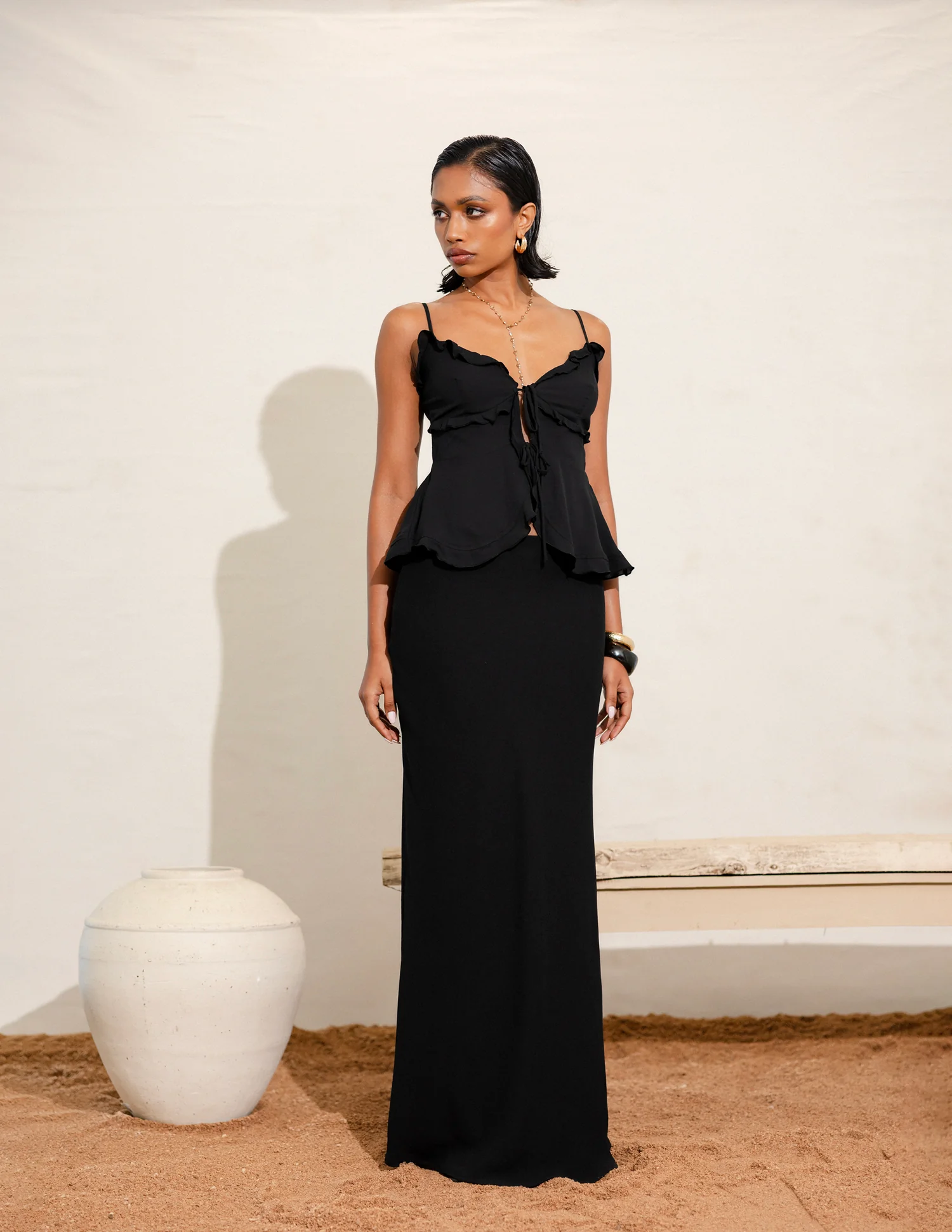 Frill Detailed Front Tie Up Top - Image 5