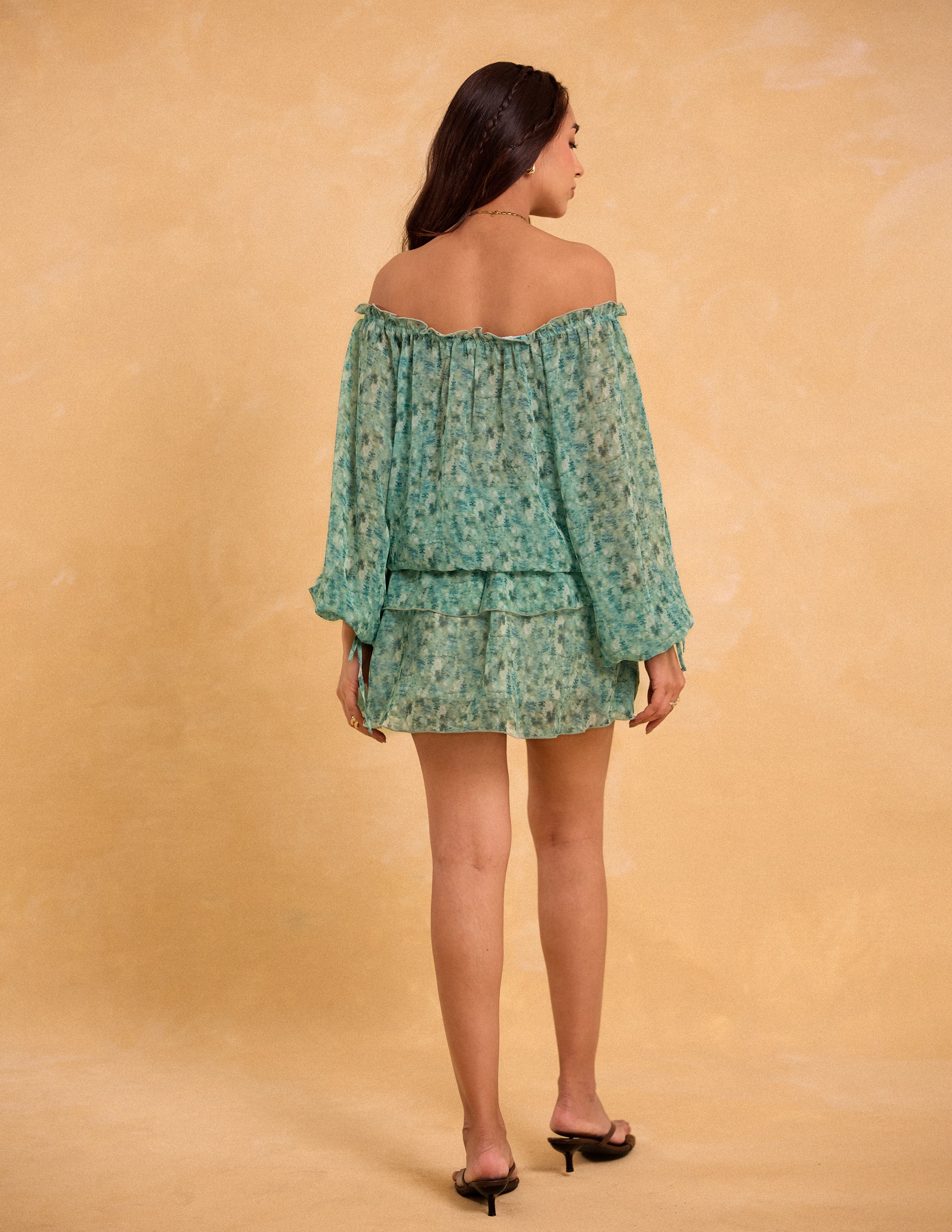 Frill Detailed Off Shoulder Mini Dress - Image 3