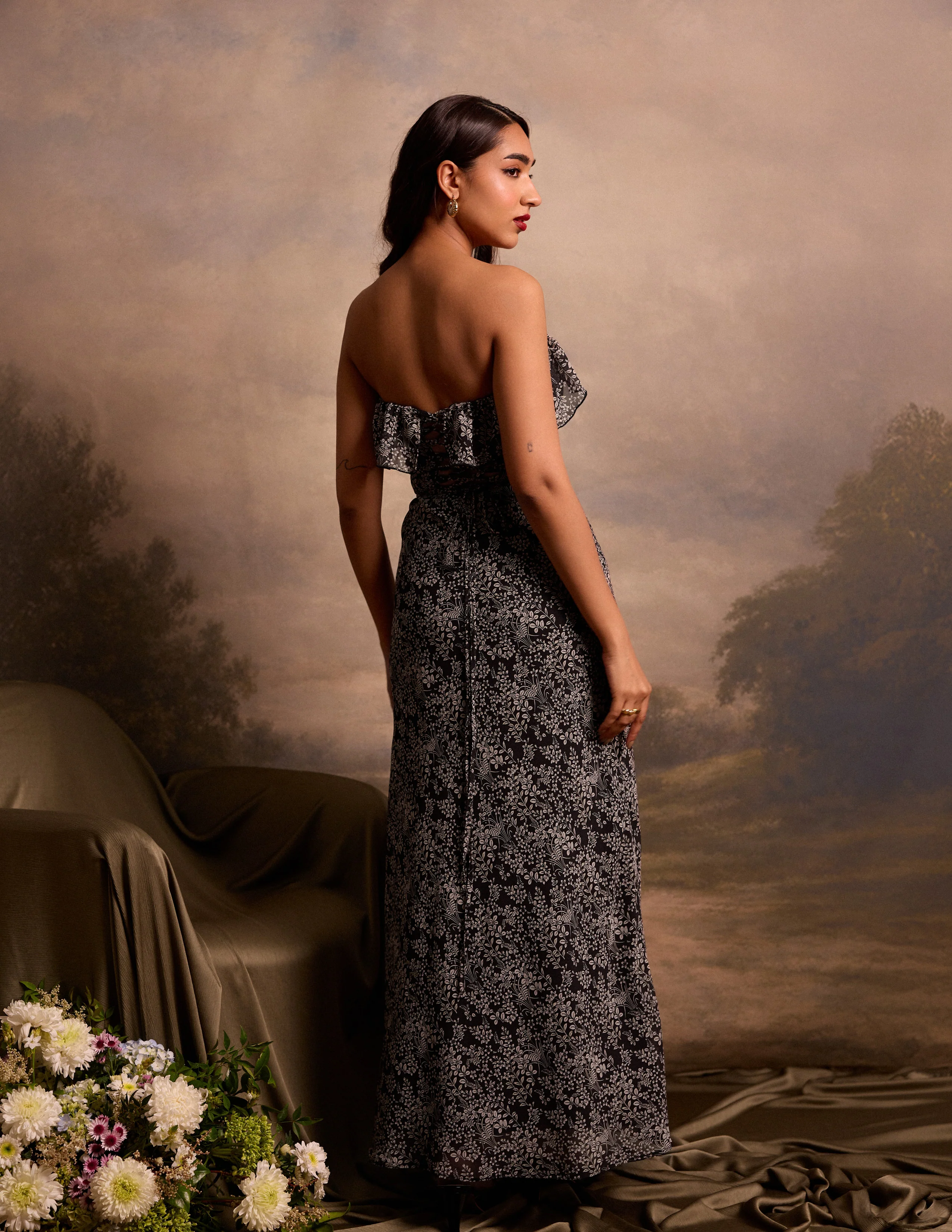 Frill Detailed Printed Corset Top - Image 4