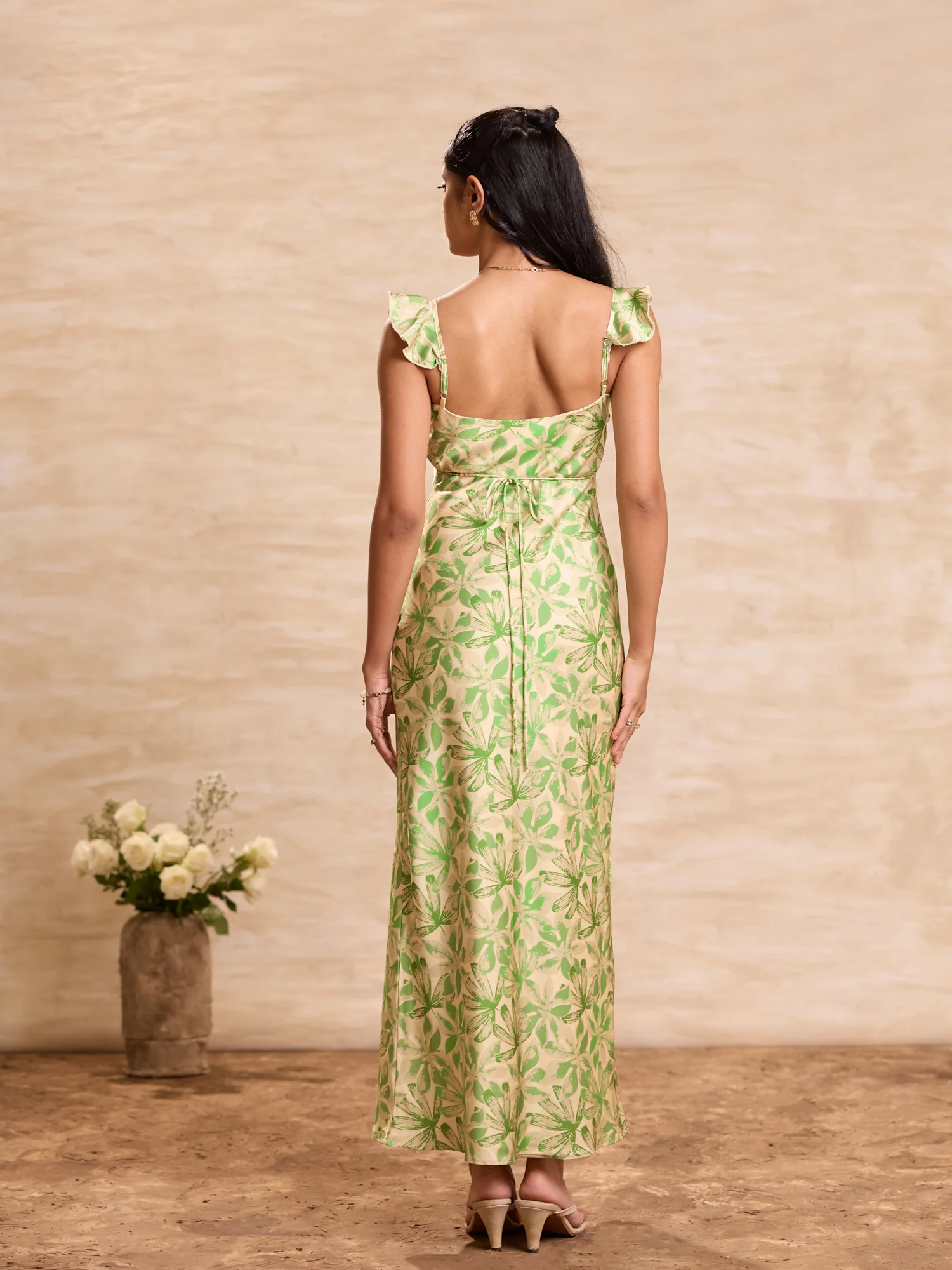 Frill Detailed Printed Maxi Dress - Image 3