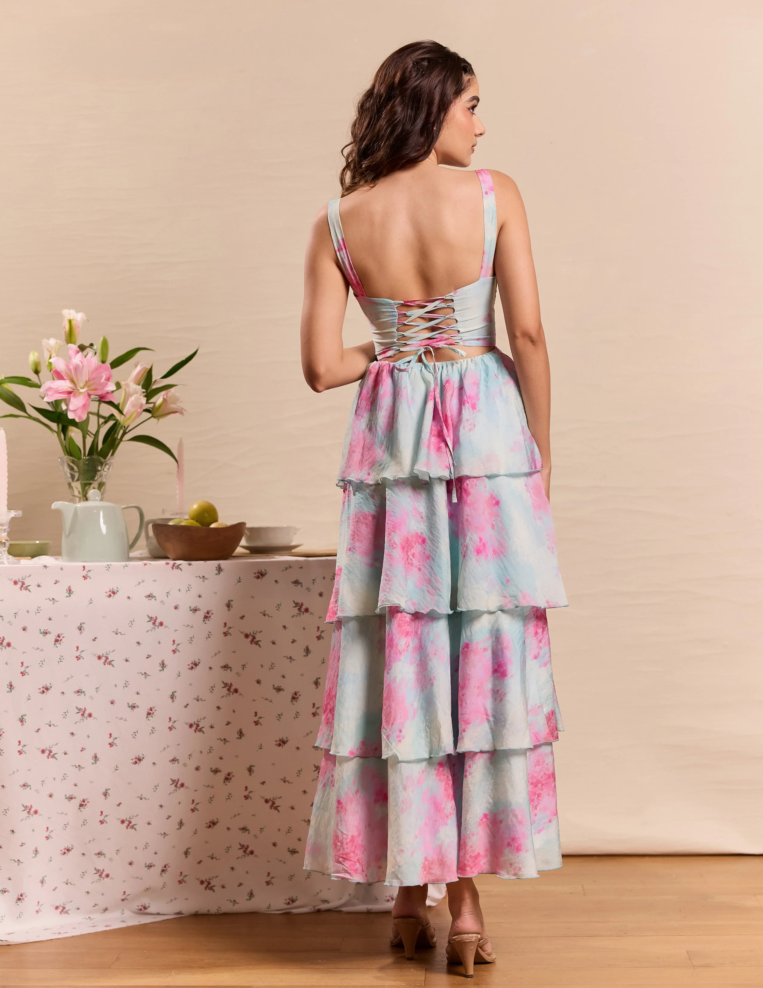 Front Bustier Tiered Maxi Dress - Image 3