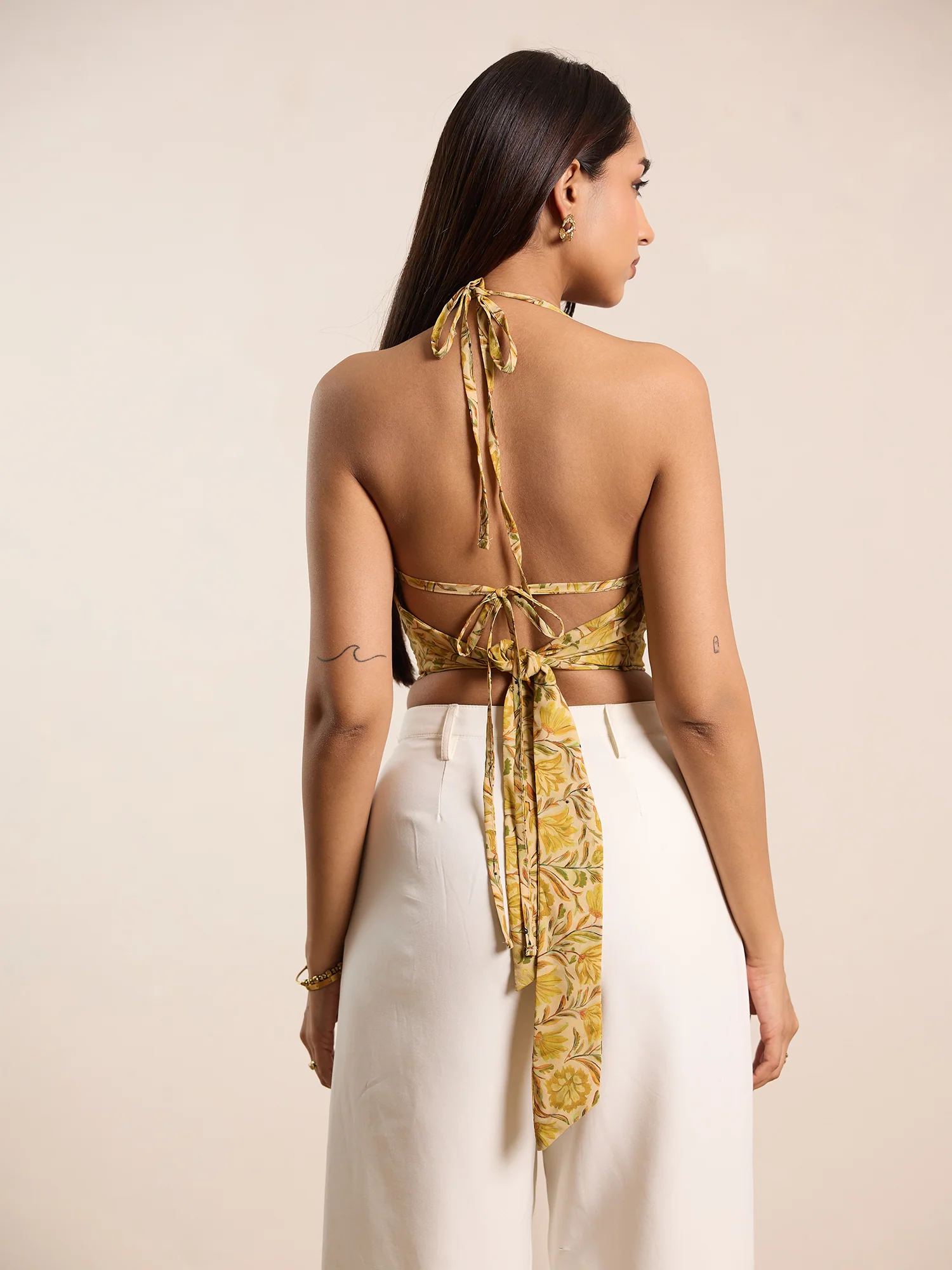 Front Cowl Neck Back Tie Up Top - Image 2