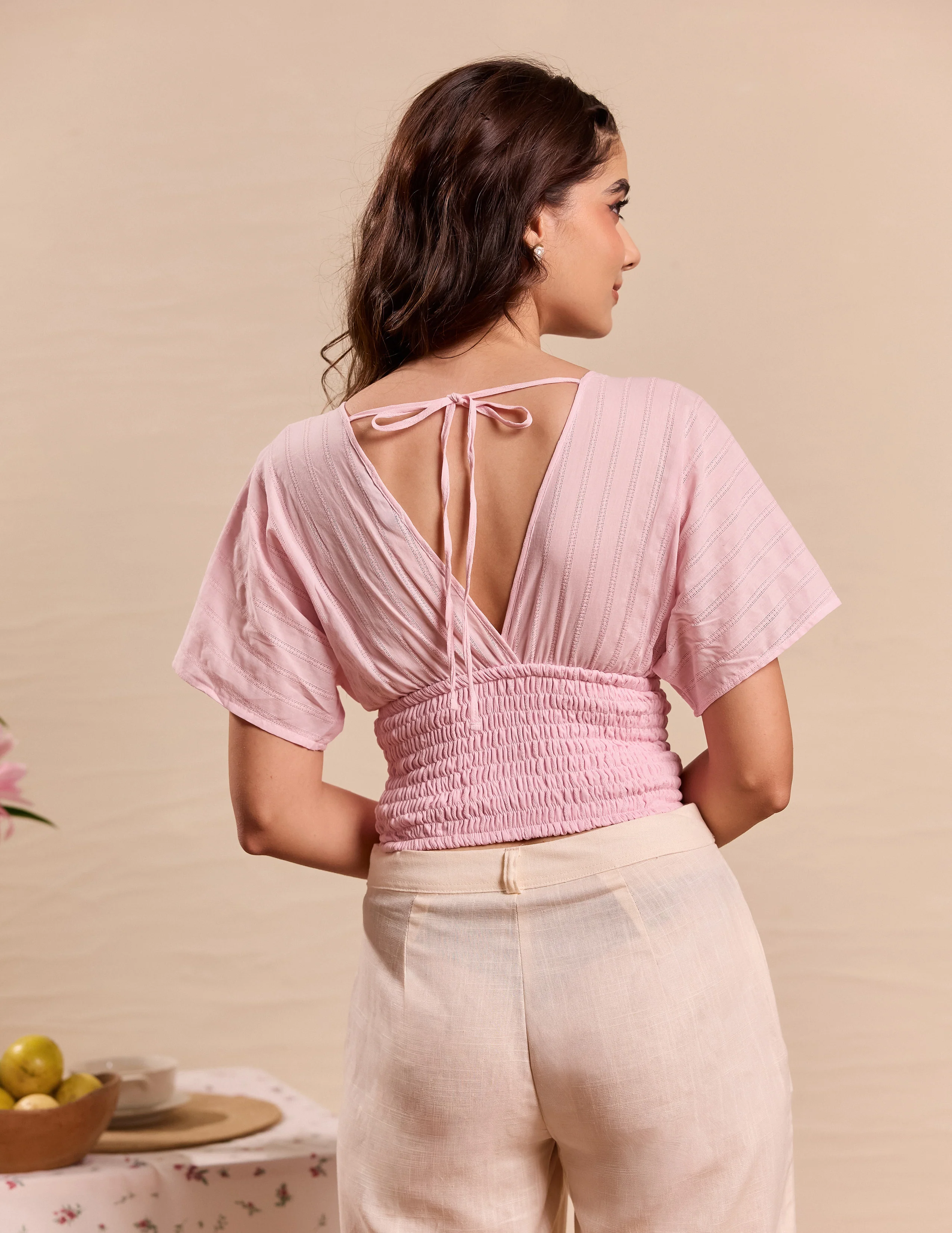 Front Overlapped Smocking Detailed Top - Image 4