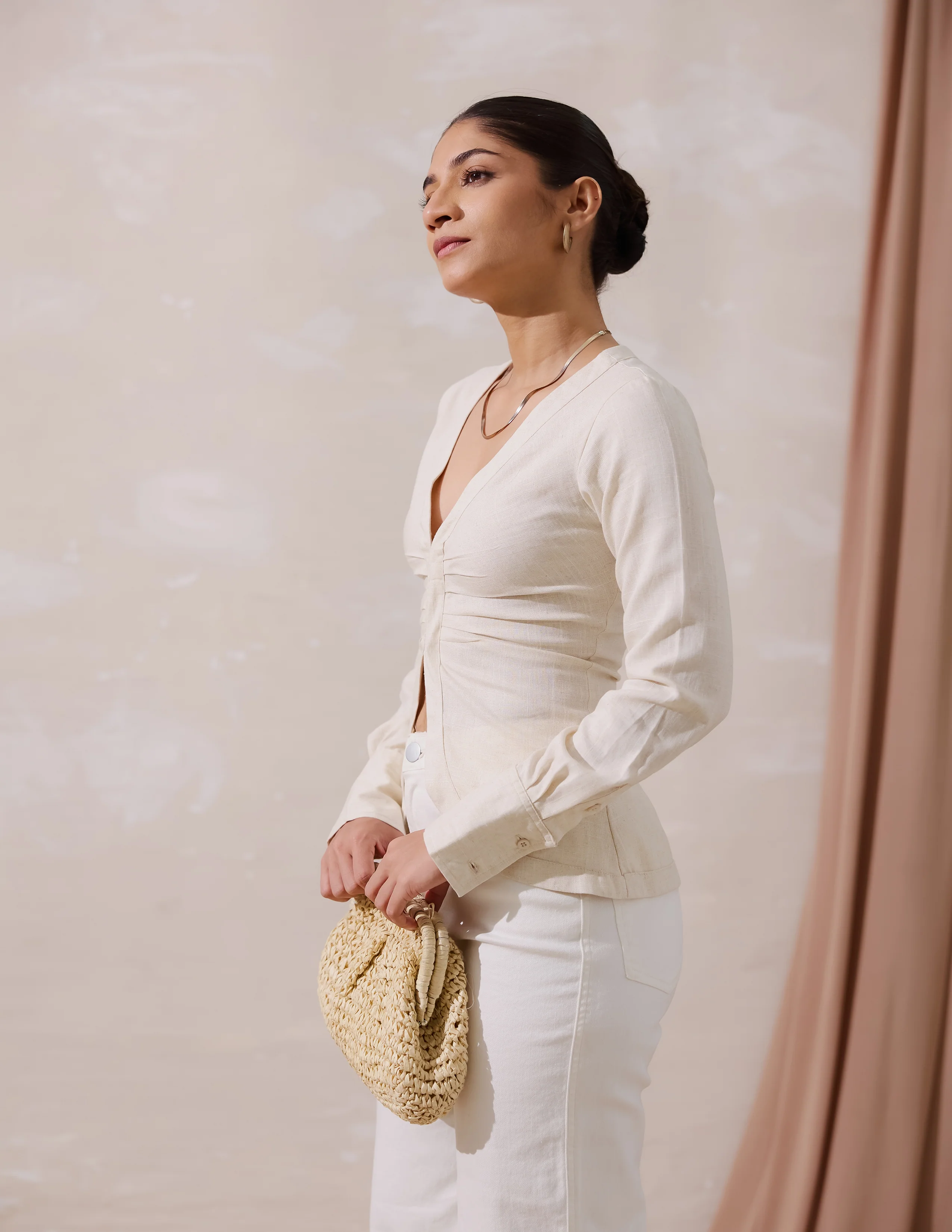 Front Pleated Long Sleeved Top - Image 3