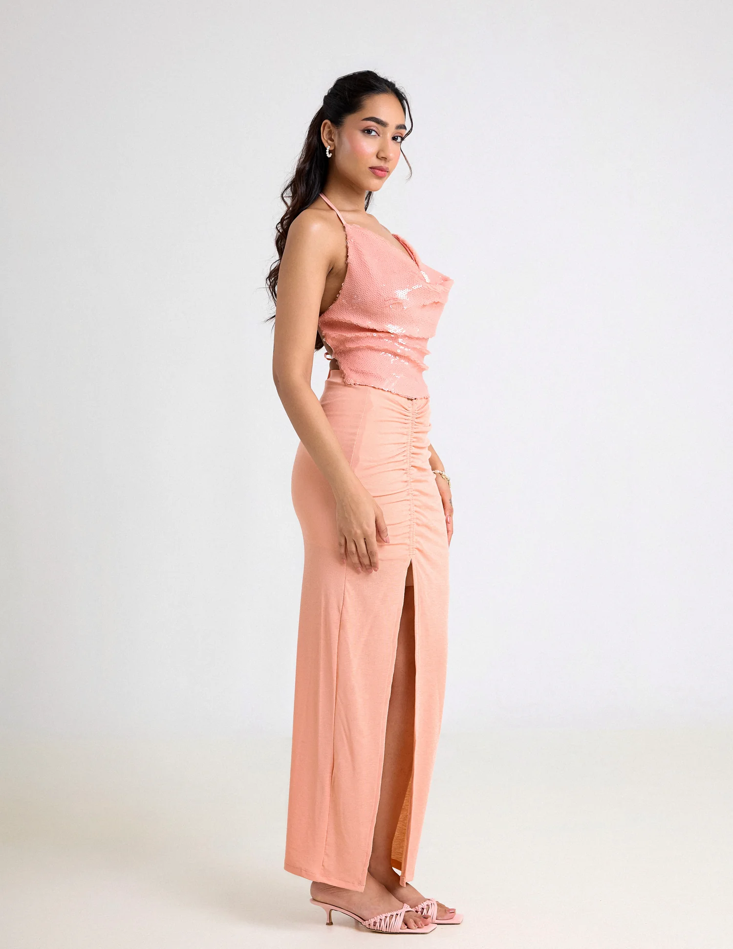 Front Ruched Detailed Maxi Skirt - Image 4