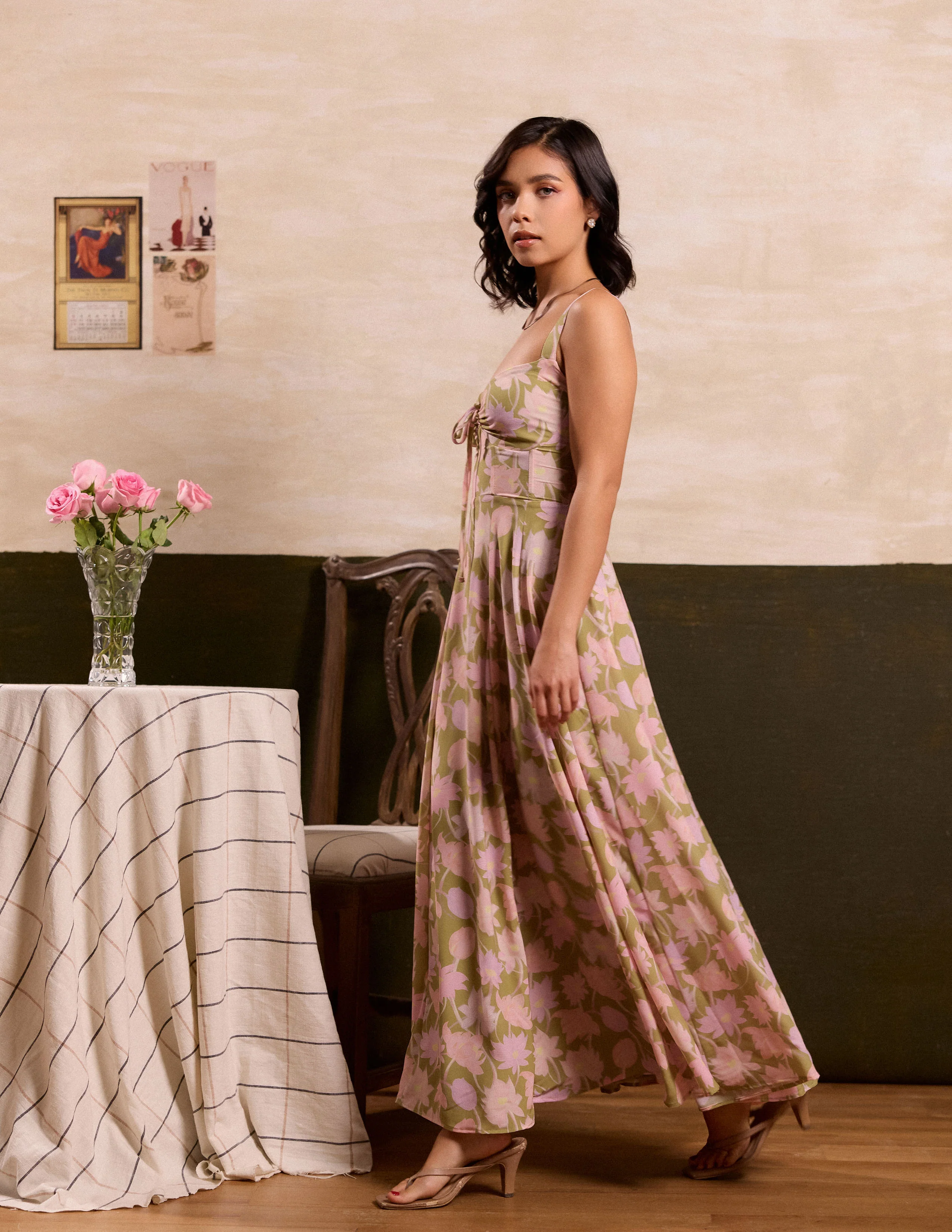 Front Ruched Flared Maxi Dress - Image 4