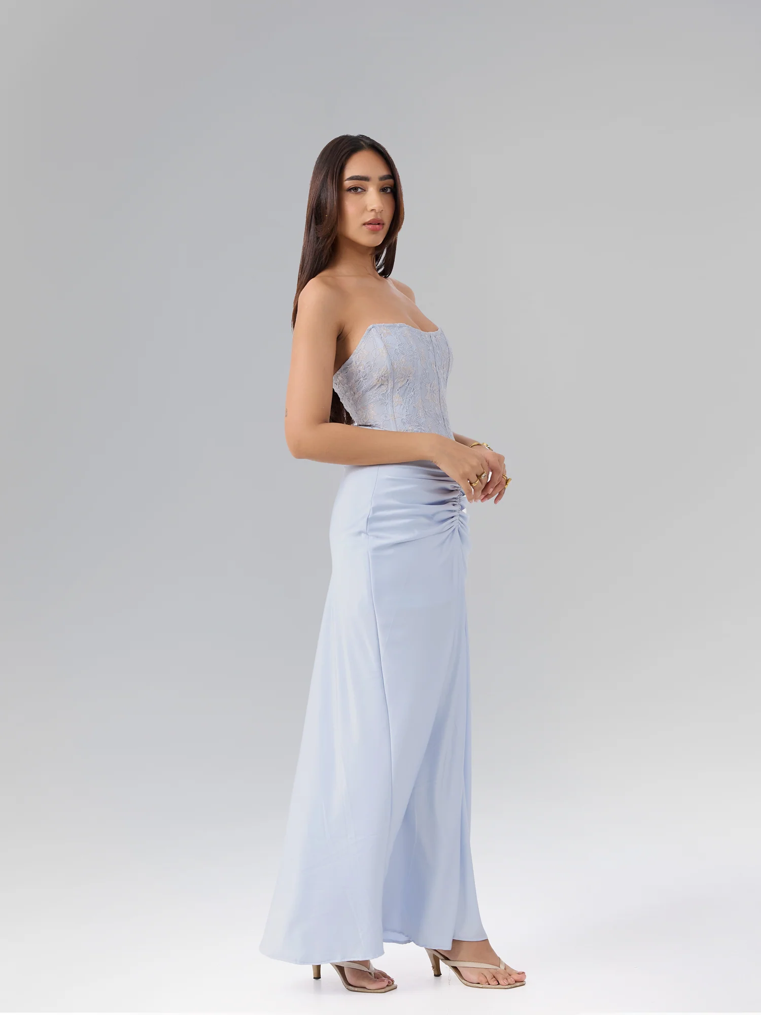 Front Ruched Satin Skirt - Image 3