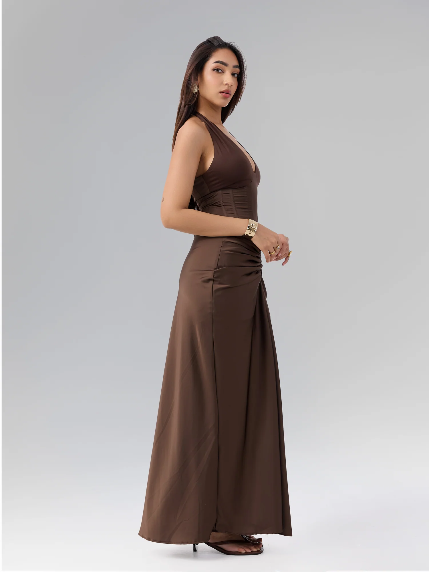Front Ruched Satin Skirt - Image 4