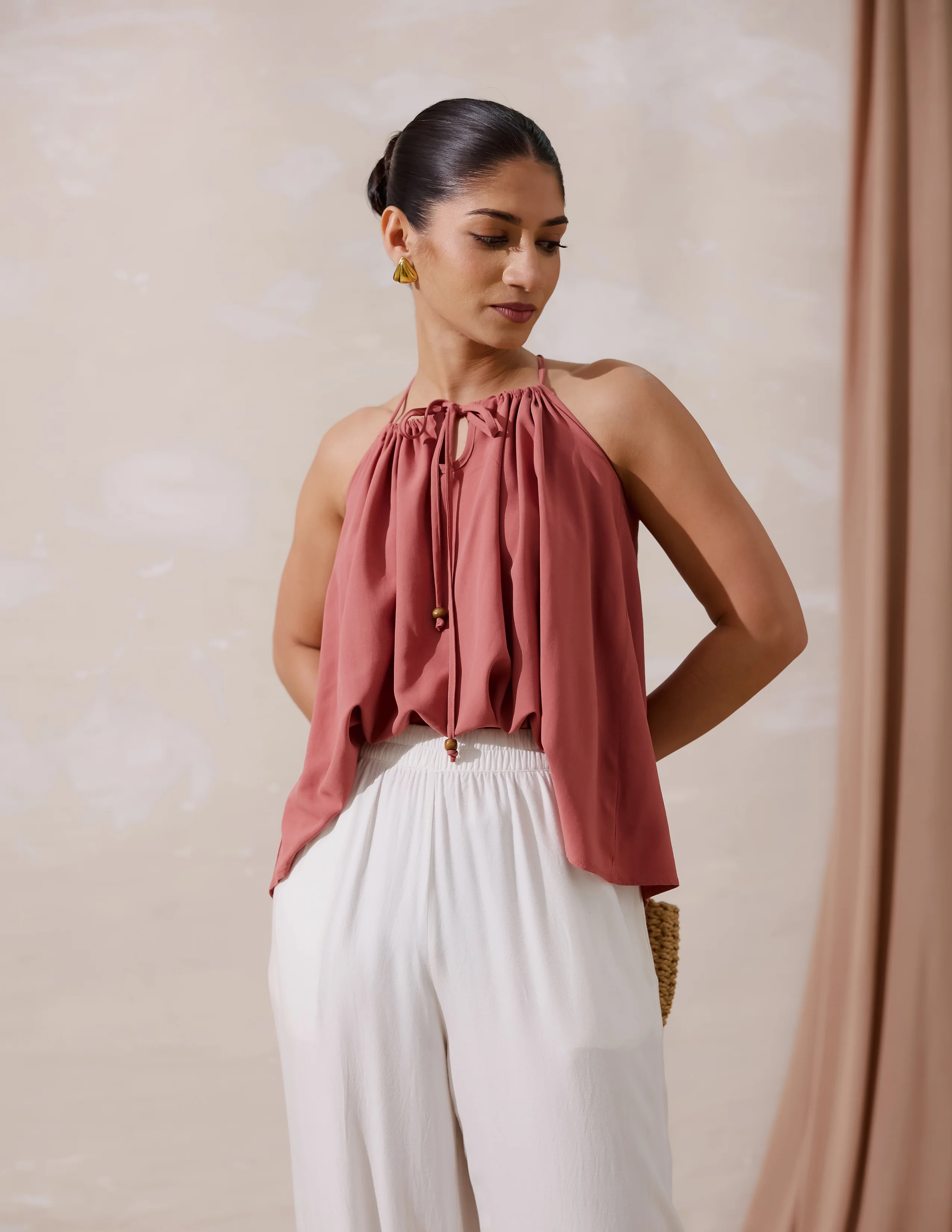 Front Tie Up Detailed Loose Fit Top - Image 5