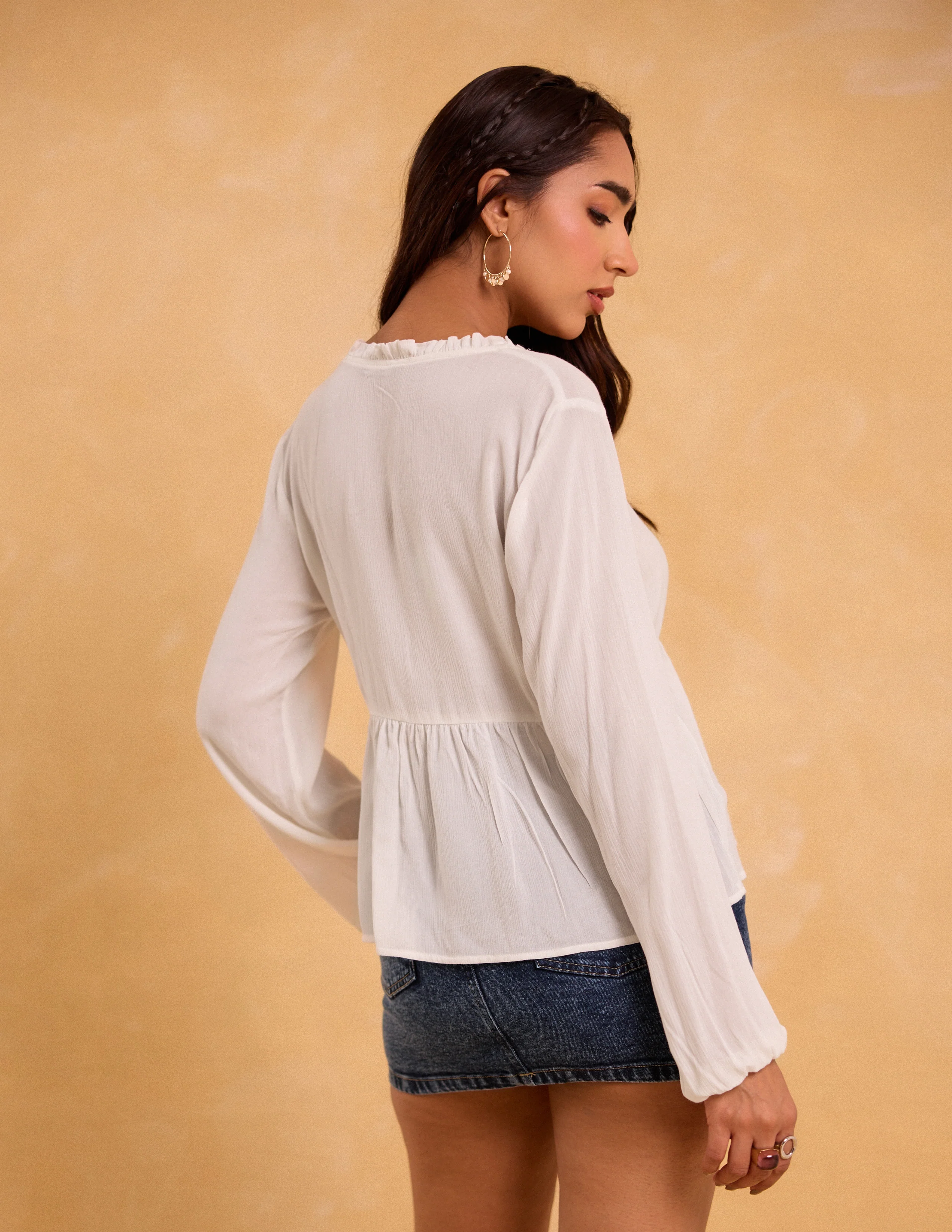 Front Tie Up Long Sleeved Top - Image 4